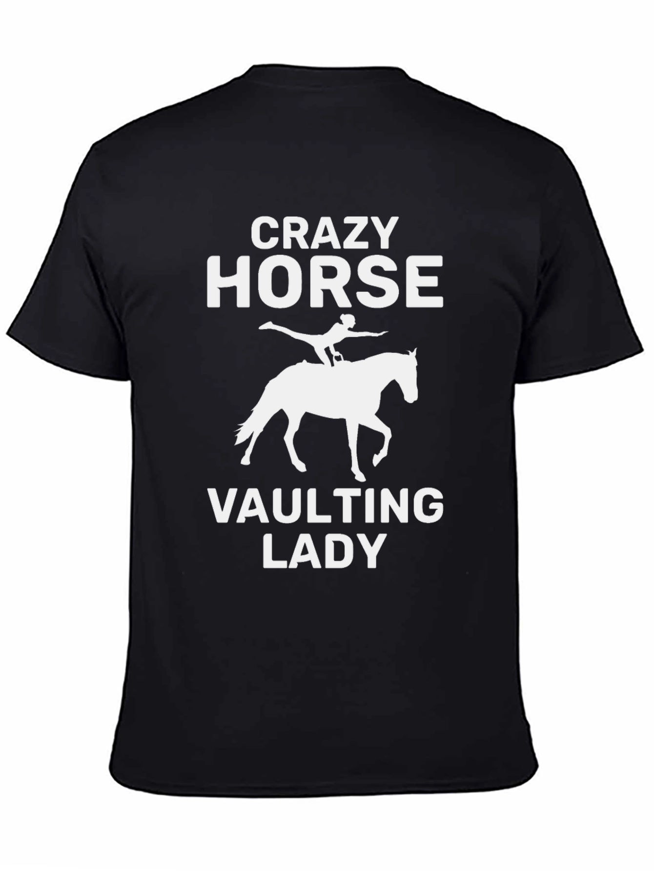 Black Crazy Horse Vaulting Lady T-Shirt - Equestrian Tee view 4