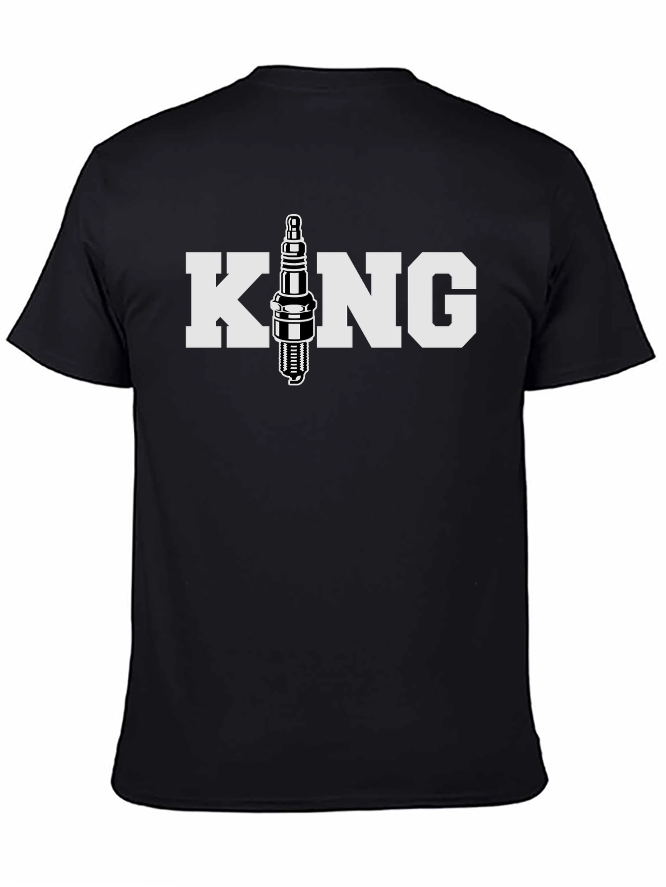 Black King Spark Plug Graphic Tee - Black Cotton T-Shirt view 4