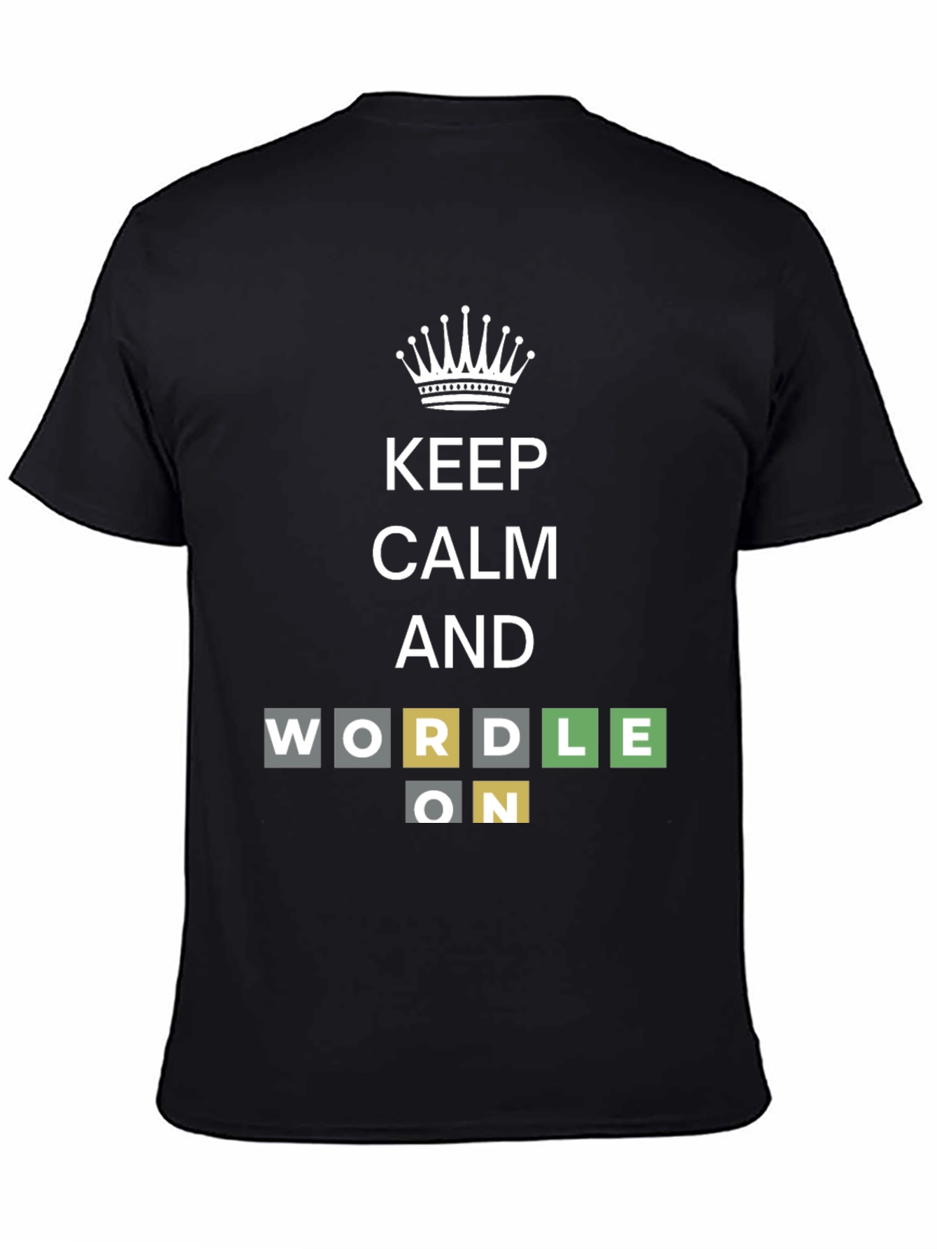 Black Keep Calm and Wordle On Black T-Shirt view 4