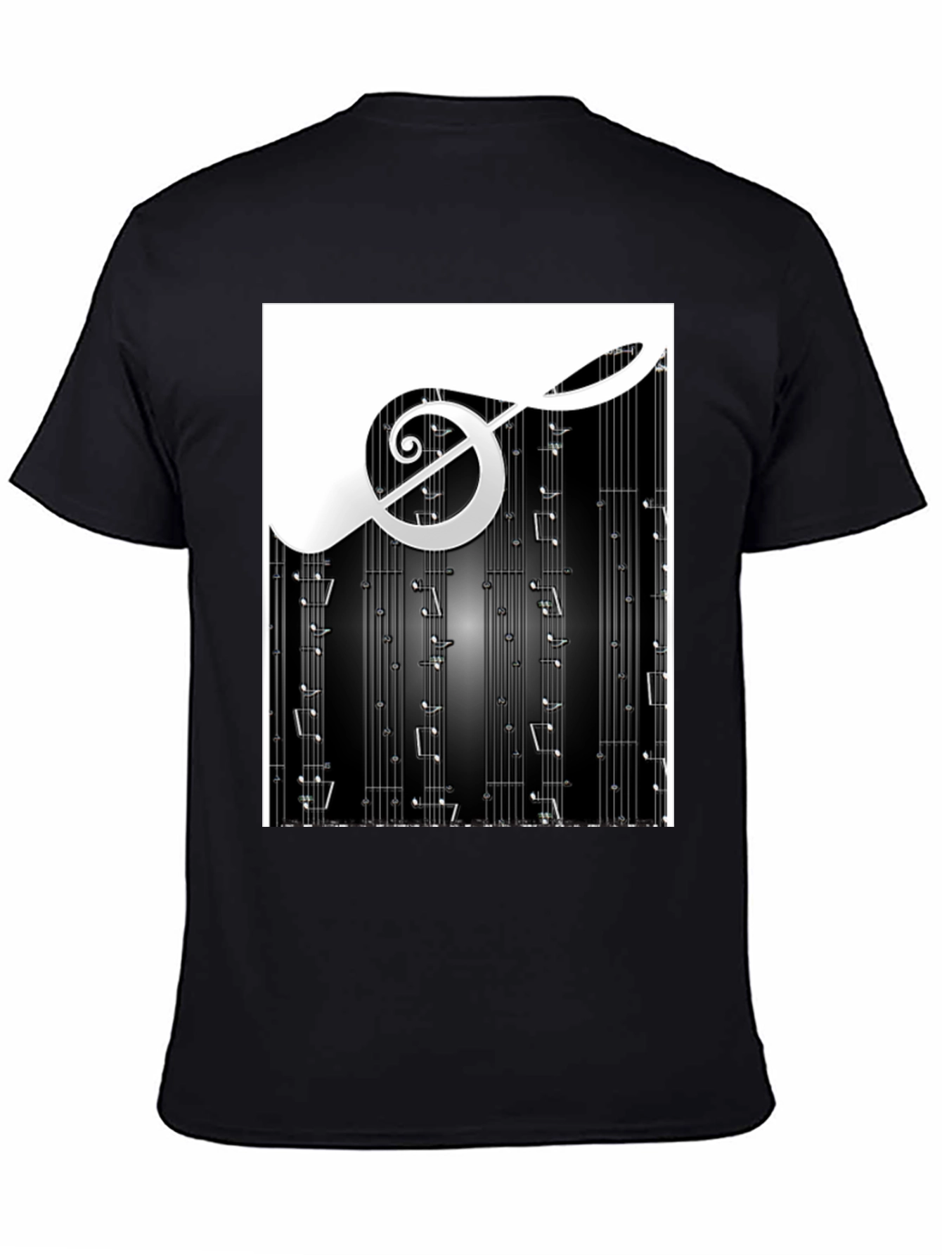 Black Music Notes Graphic Print Black T-Shirt view 4