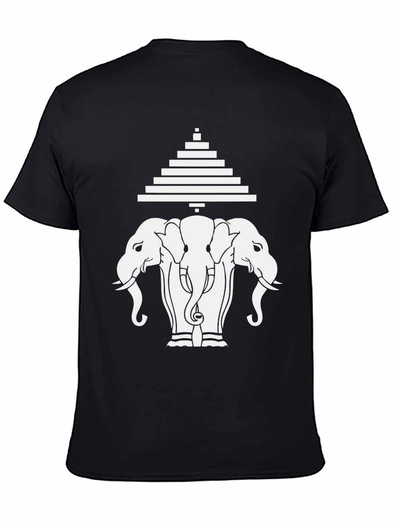 Black Three Elephant Head Graphic Black T-Shirt view 4