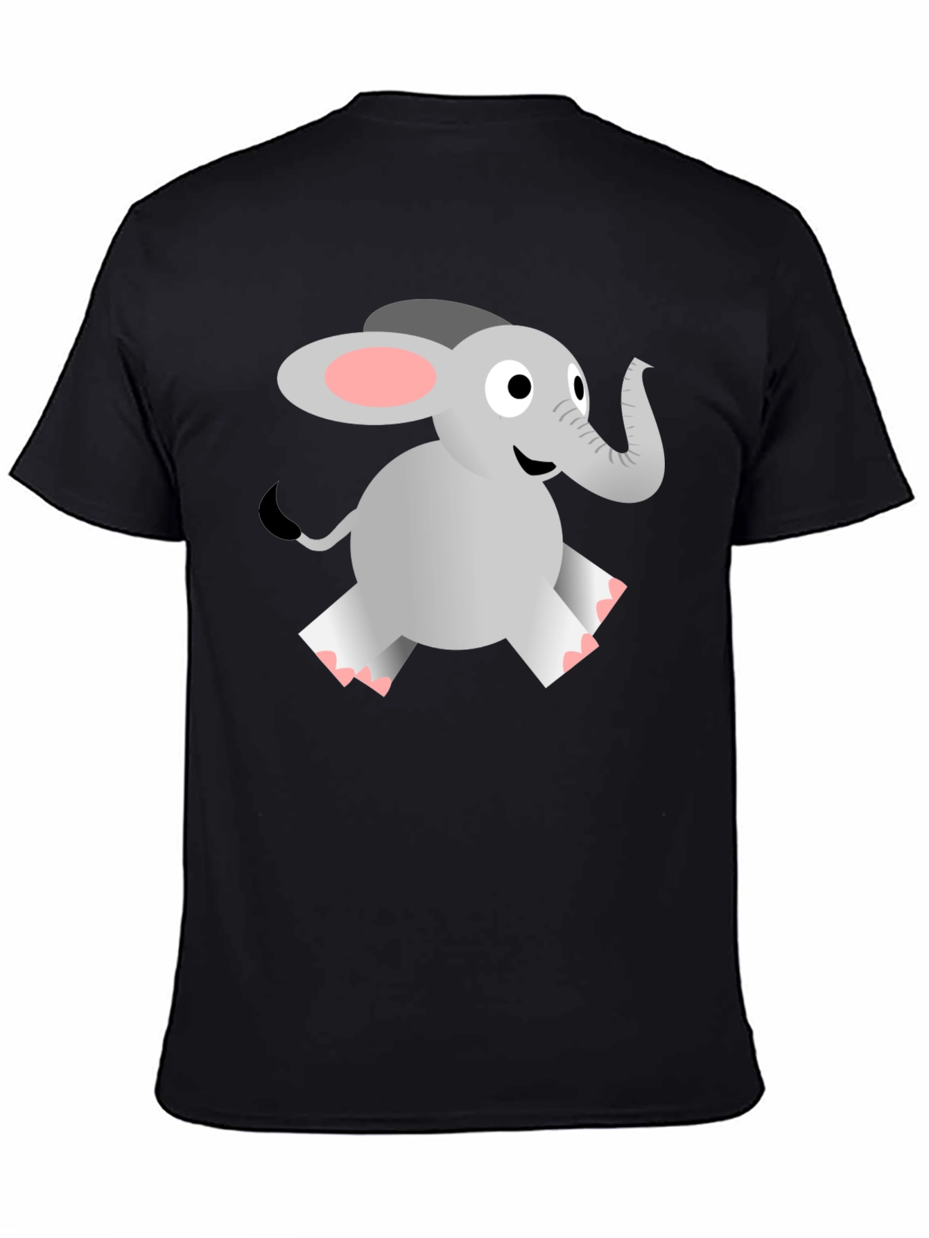 Black Cute Elephant Graphic Tee - Black Cotton Blend view 4