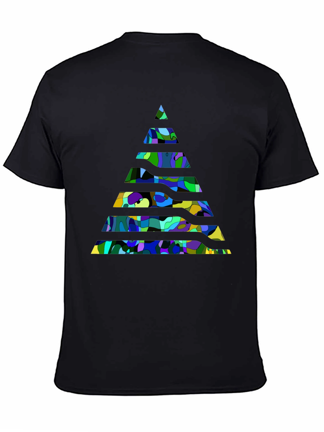 Black Abstract Geometric Pyramid Black T-Shirt view 4