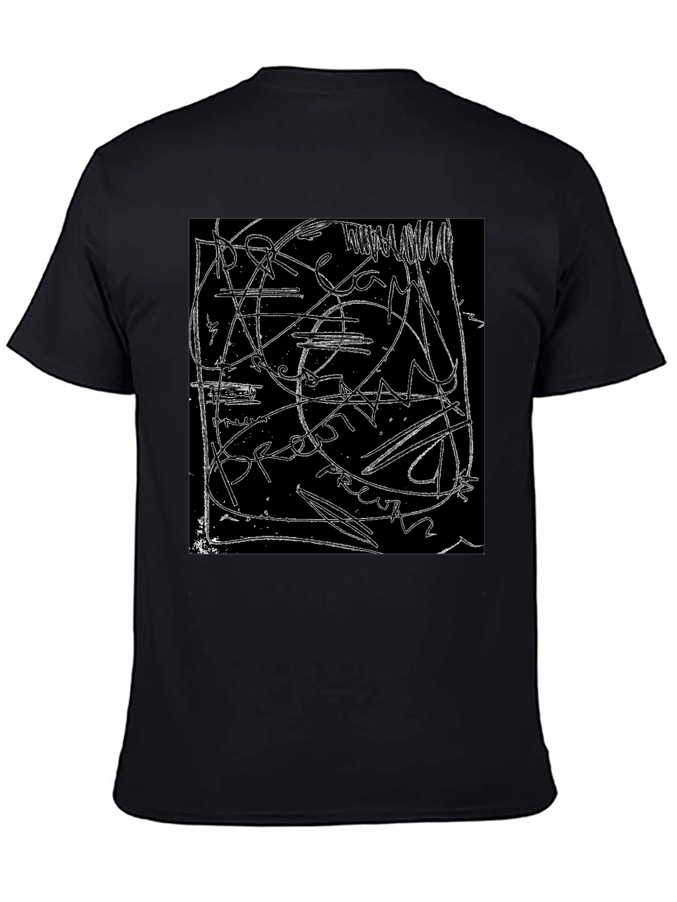 Black Abstract Line Art Graphic Black T-Shirt view 4