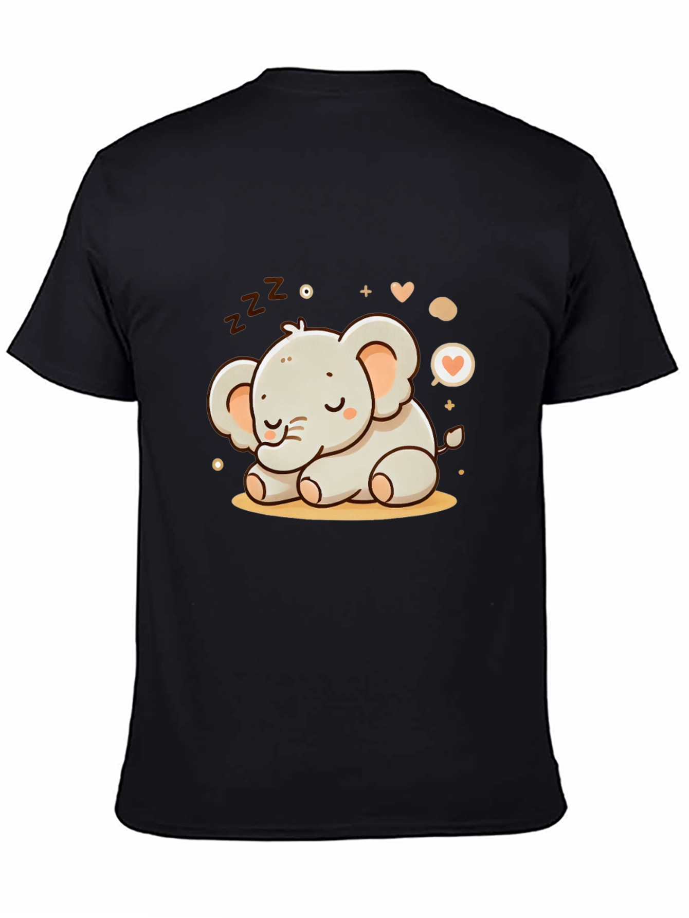 Black Cute Sleeping Elephant Graphic Tee view 4