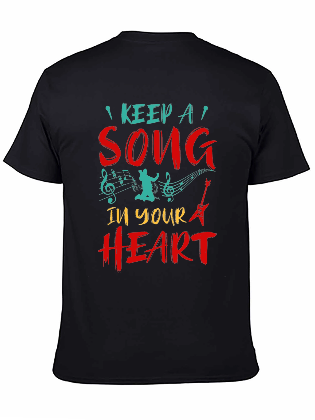 Black Keep A Song In Your Heart Graphic Tee view 4