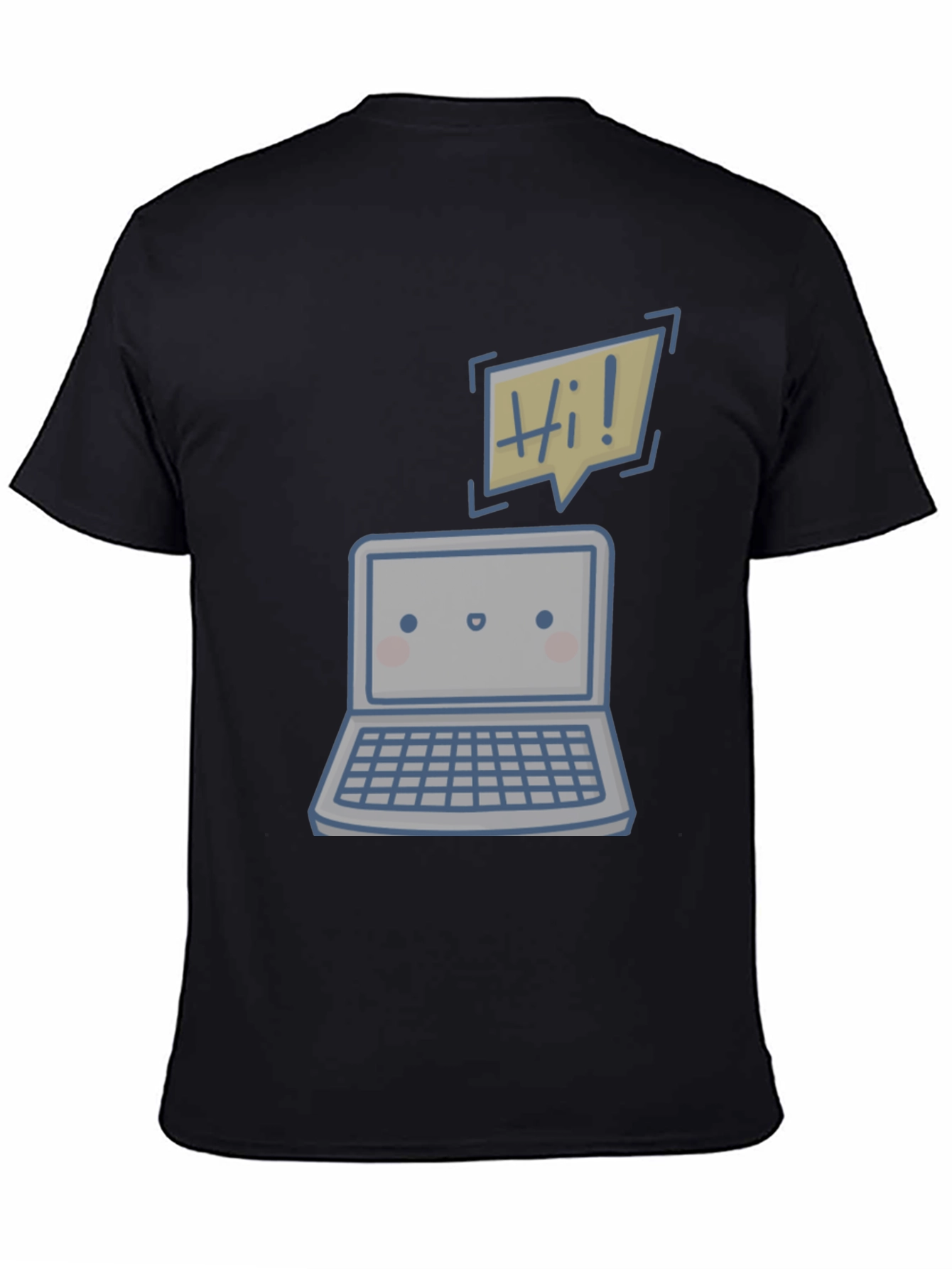 Black Cute Laptop "Hi!" Graphic Tee view 4