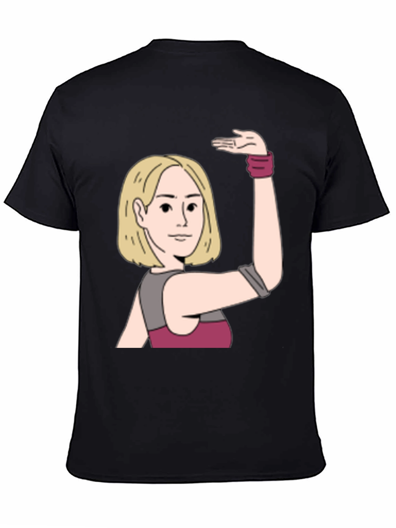 Black Cartoon Woman Graphic Print Black T-Shirt view 4