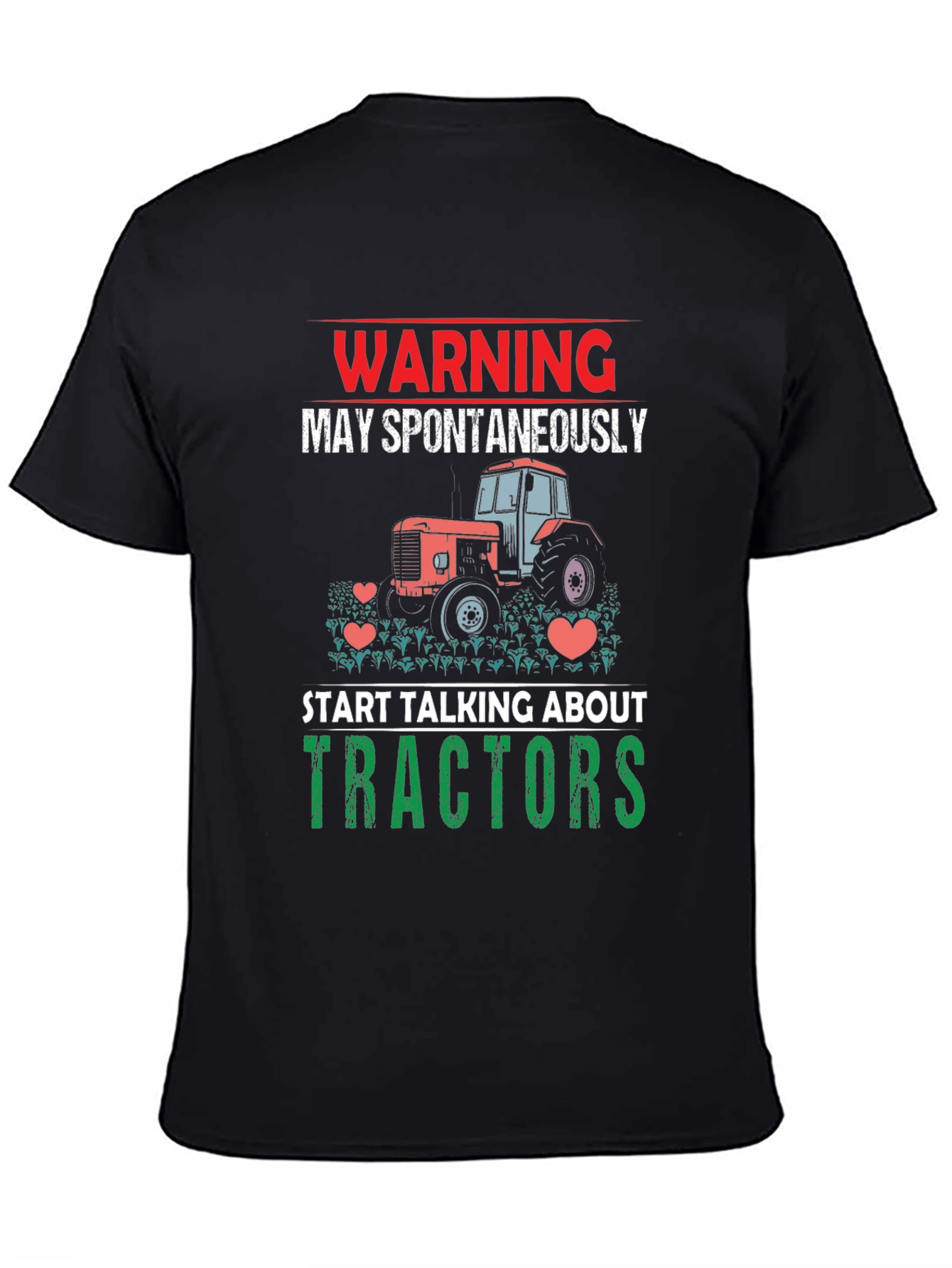 Black Warning Tractor Lover T-Shirt view 4