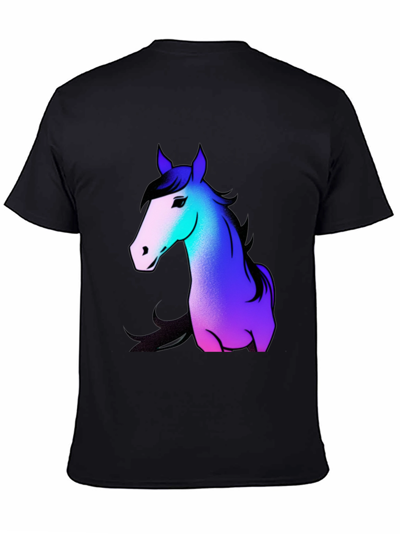 Black Cool Horse Graphic Tee - Casual Black T-Shirt view 4