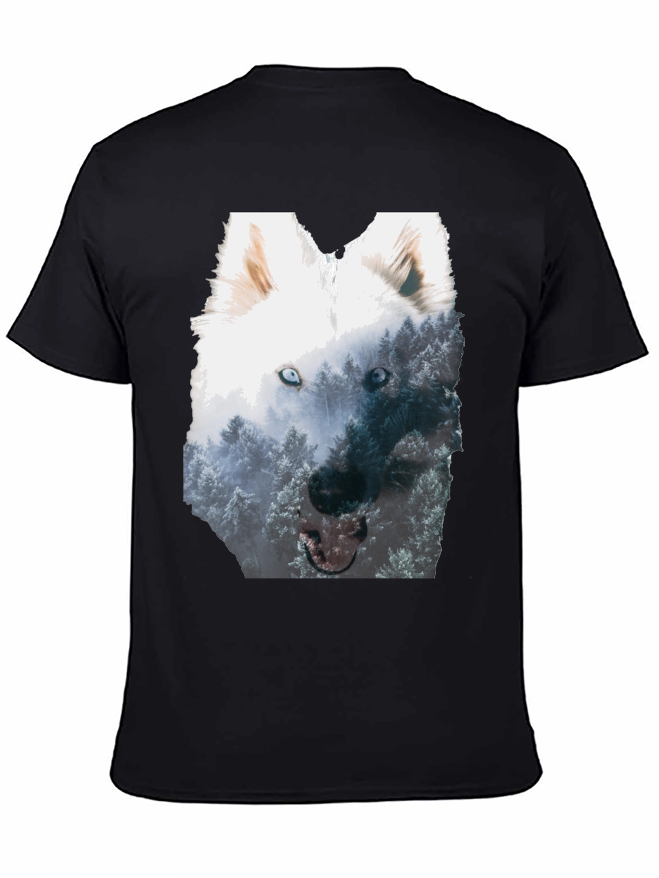 Black Wolf Forest Graphic Tee - Black Cotton Blend view 4