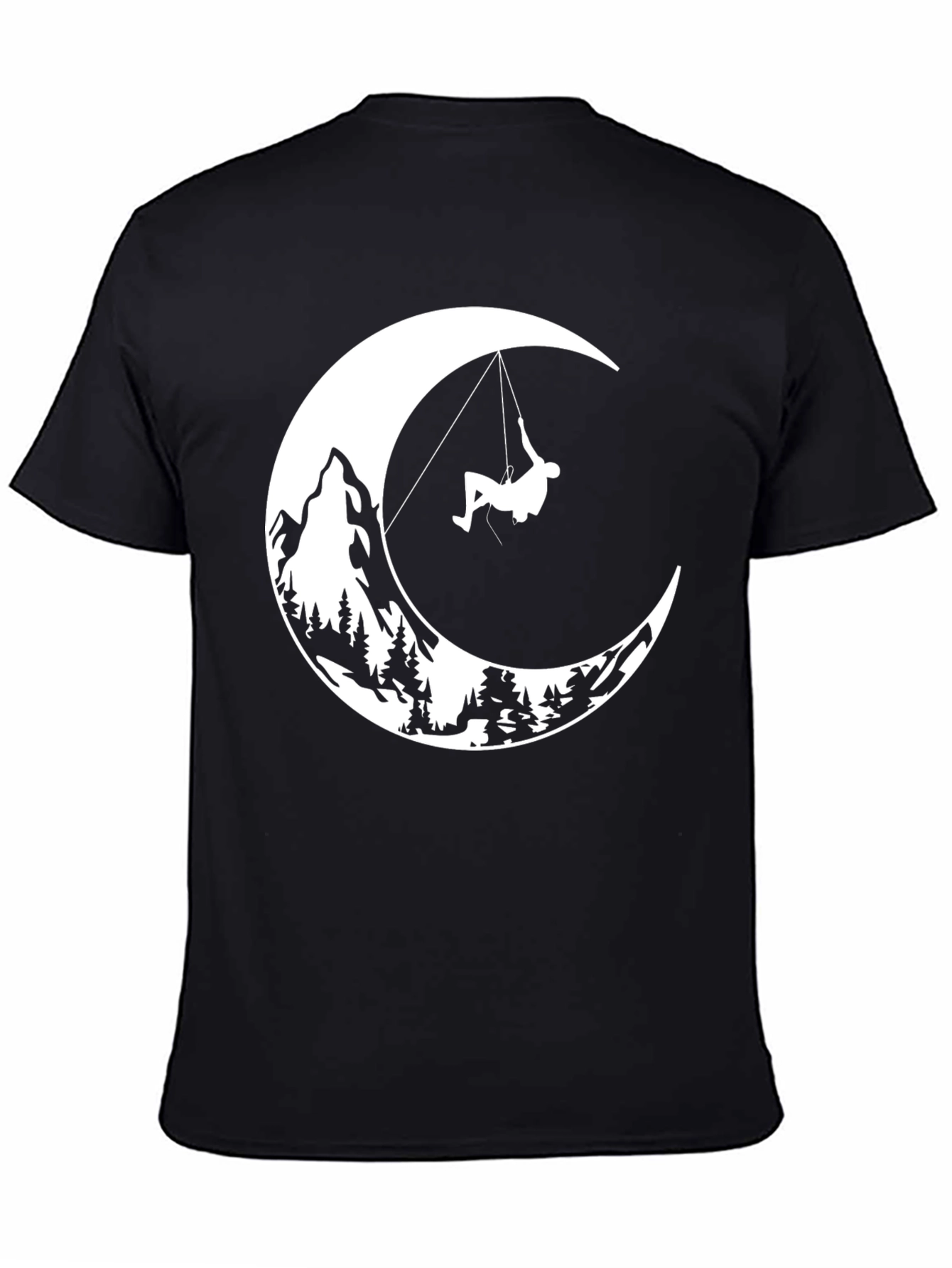 Black Moonlit Climb Graphic Tee - Black Cotton T-Shirt view 4