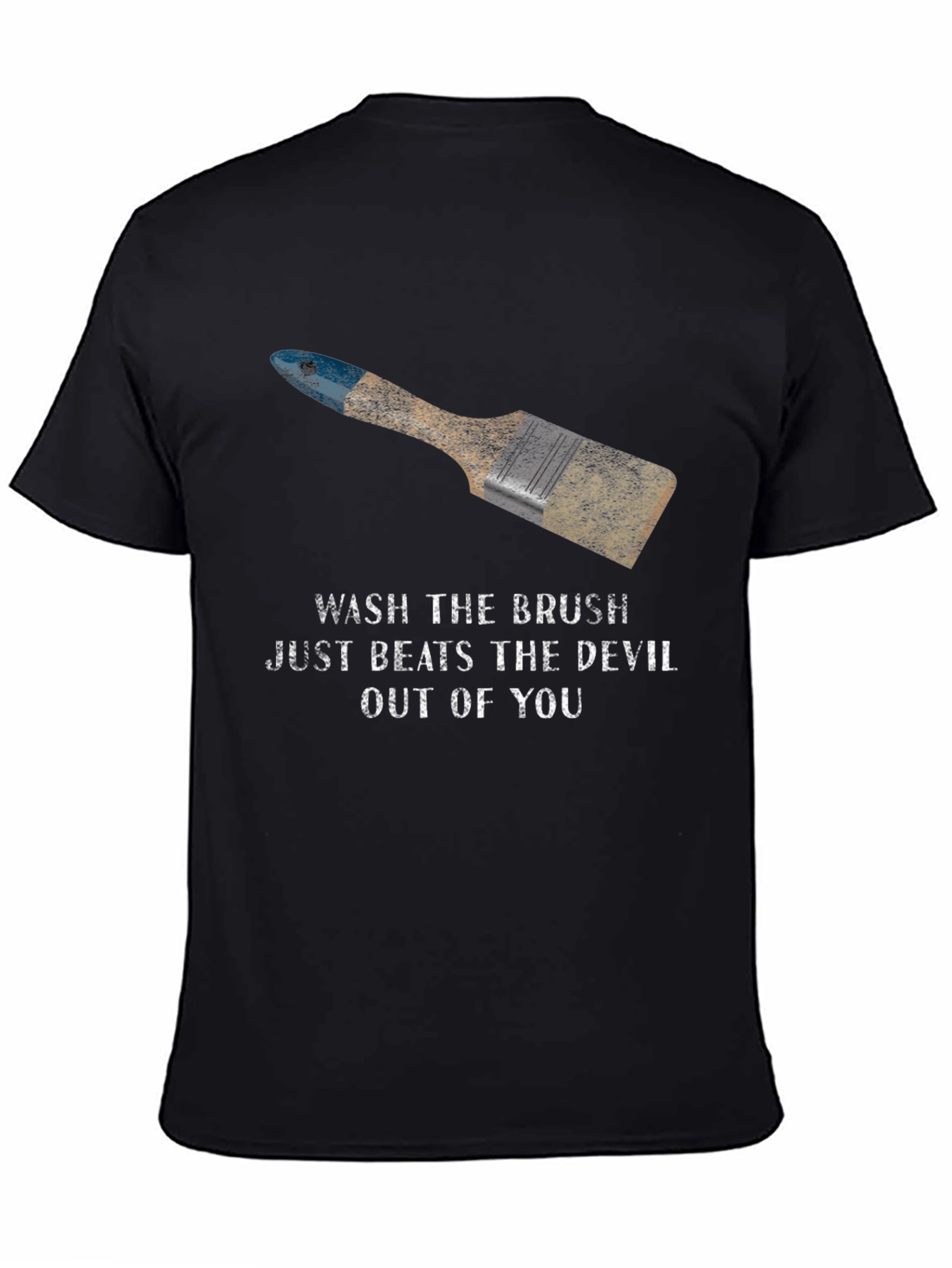 Black Wash The Brush Men's Graphic T-Shirt view 4