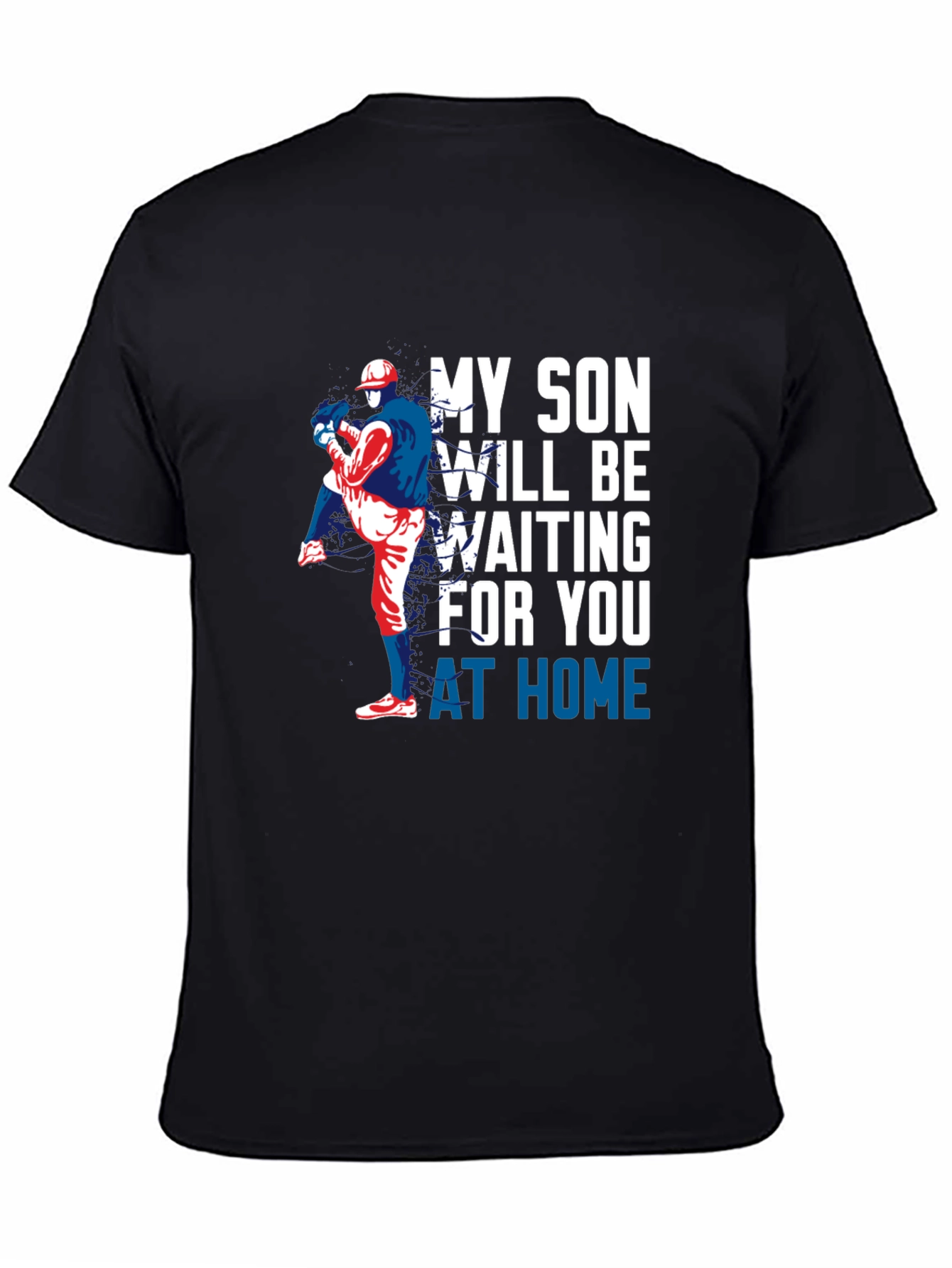 Black My Son Will Be Waiting Baseball T-Shirt view 4
