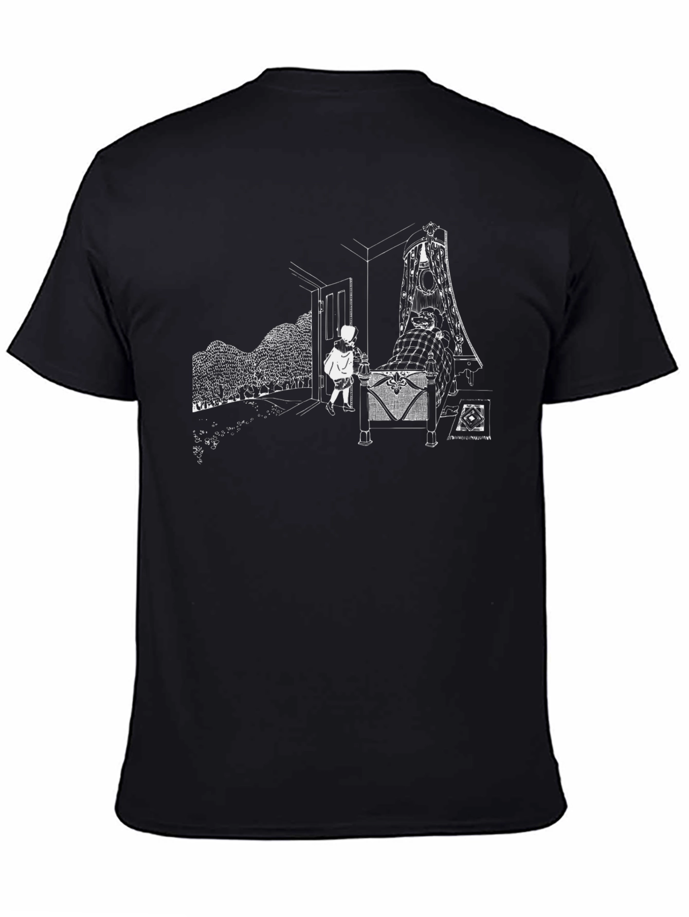 Black Eerie Storybook Scene Black T-Shirt view 4