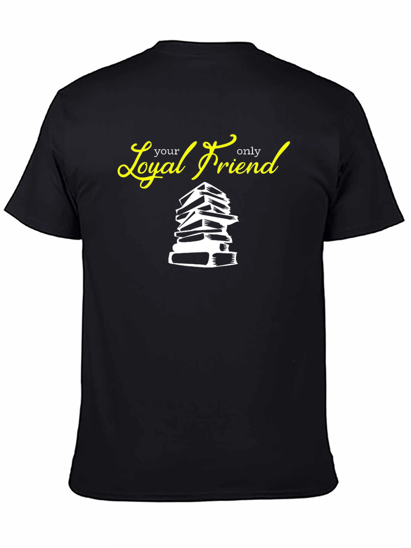 Black Loyal Friend Books Graphic Tee - Black Cotton T-Shirt view 4