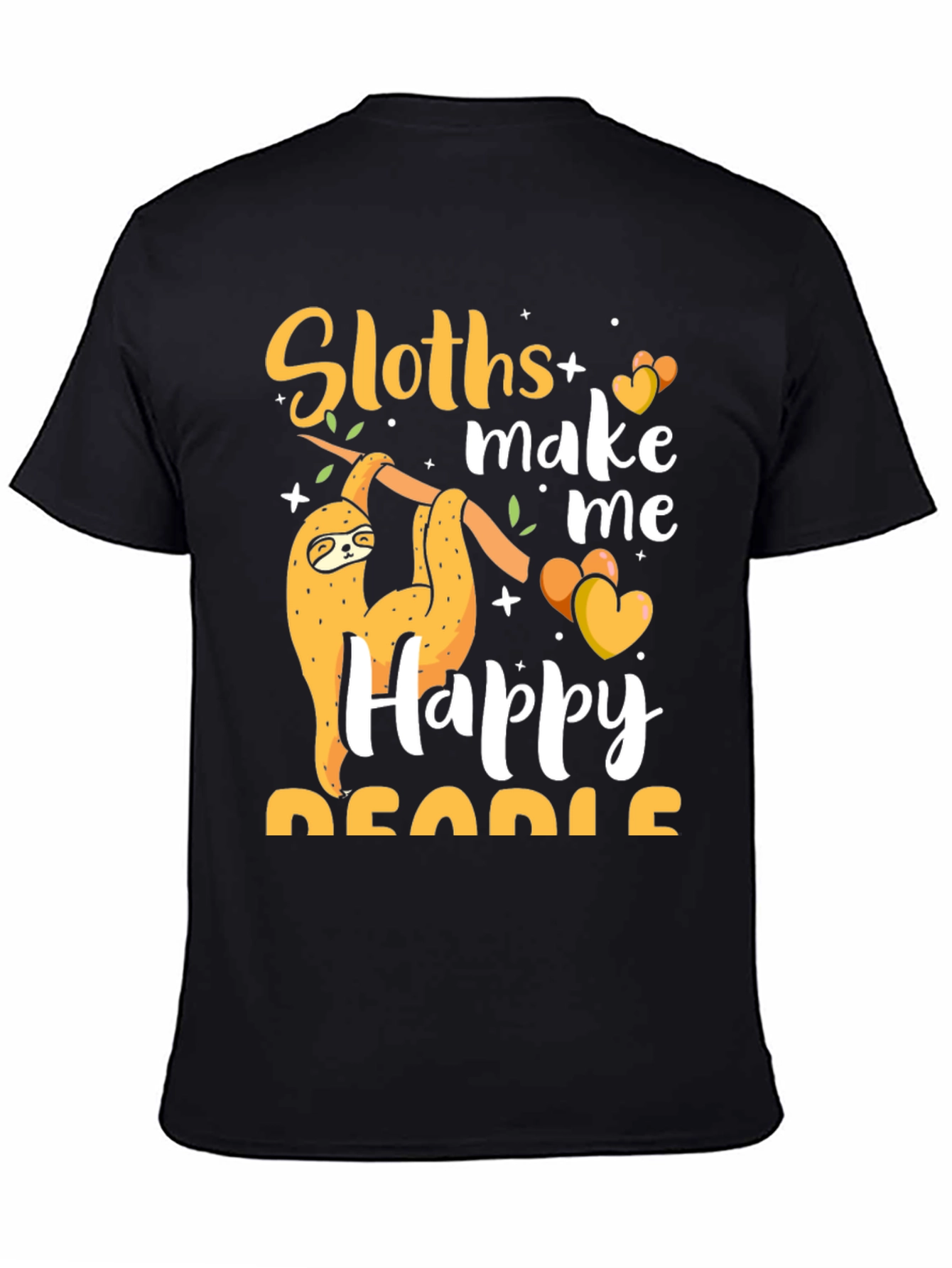Black Sloth Lover T-Shirt - Sloths Make Me Happy view 4