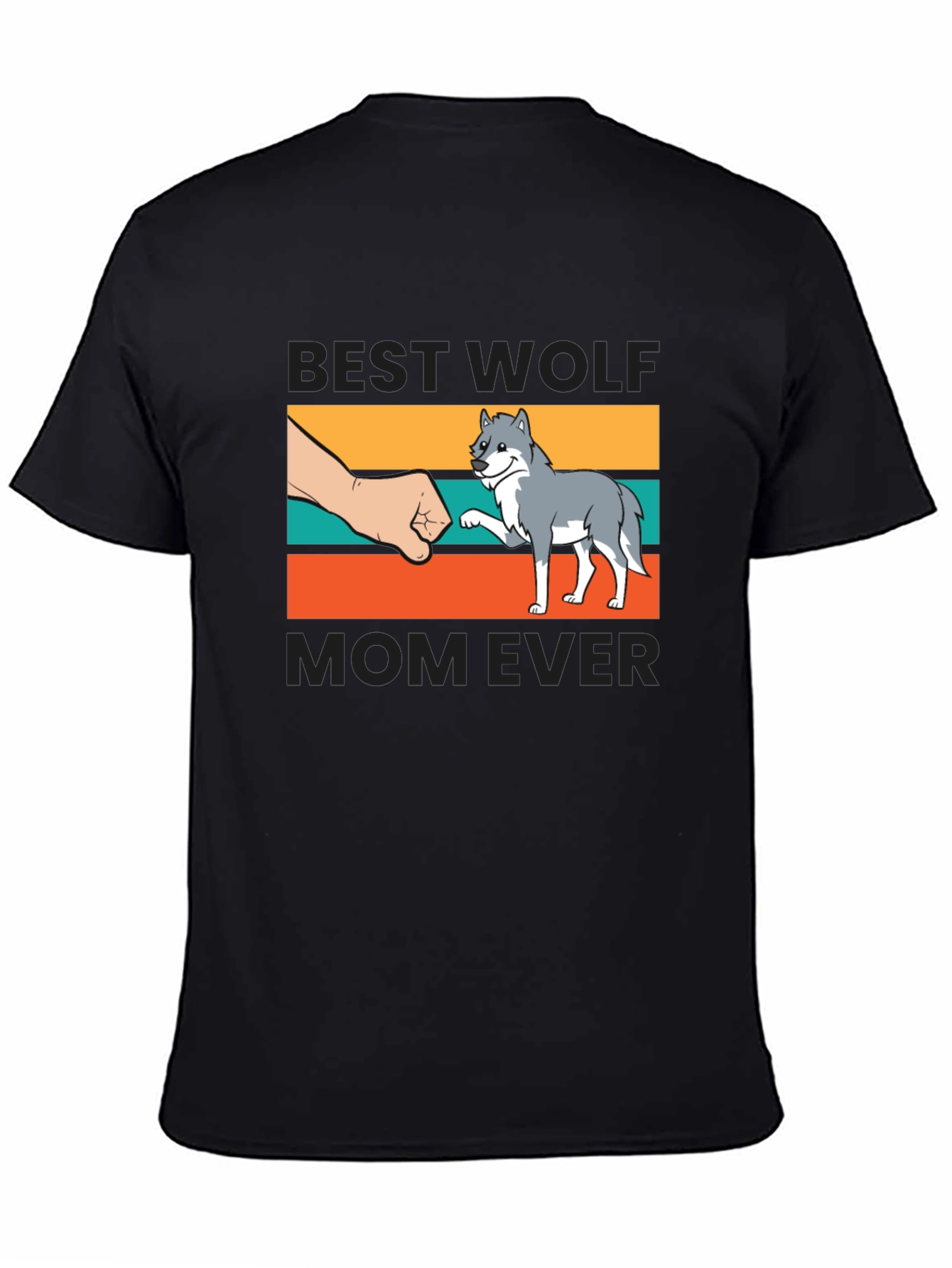 Black Best Wolf Mom Ever T-Shirt view 4