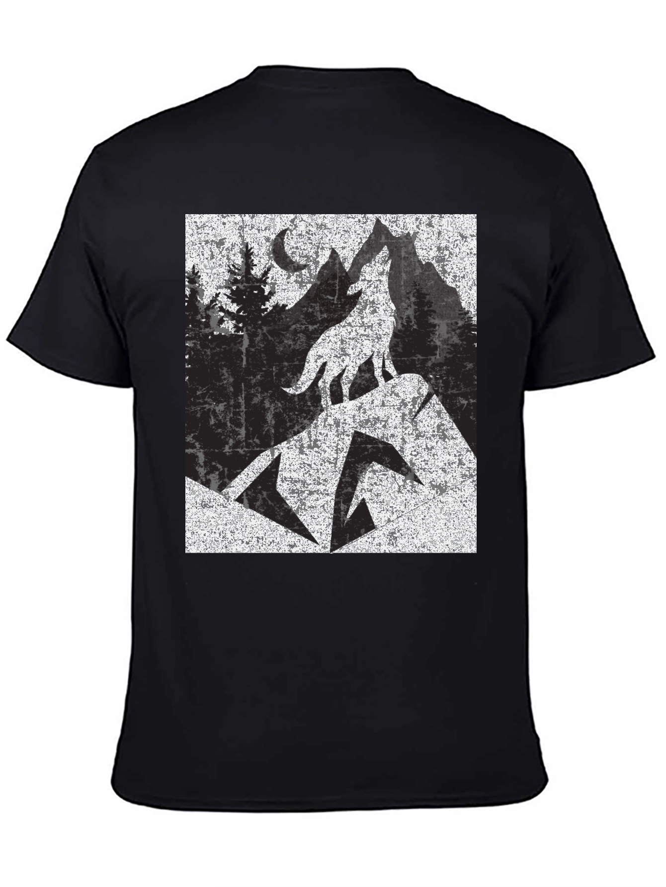 Black Wolf Howling at Moon Tee view 4