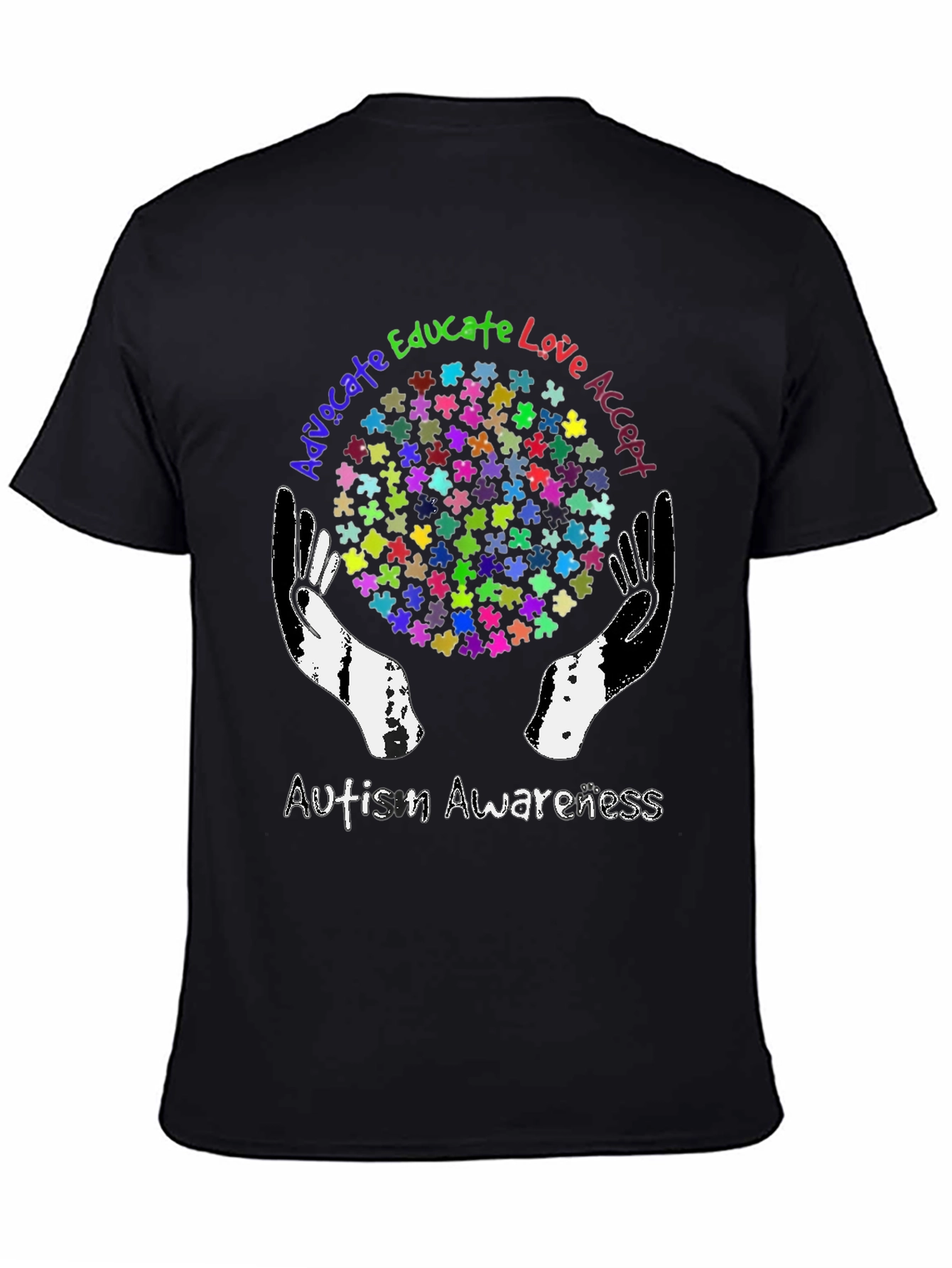 Black Autism Awareness T-Shirt Advocate Educate Love view 4