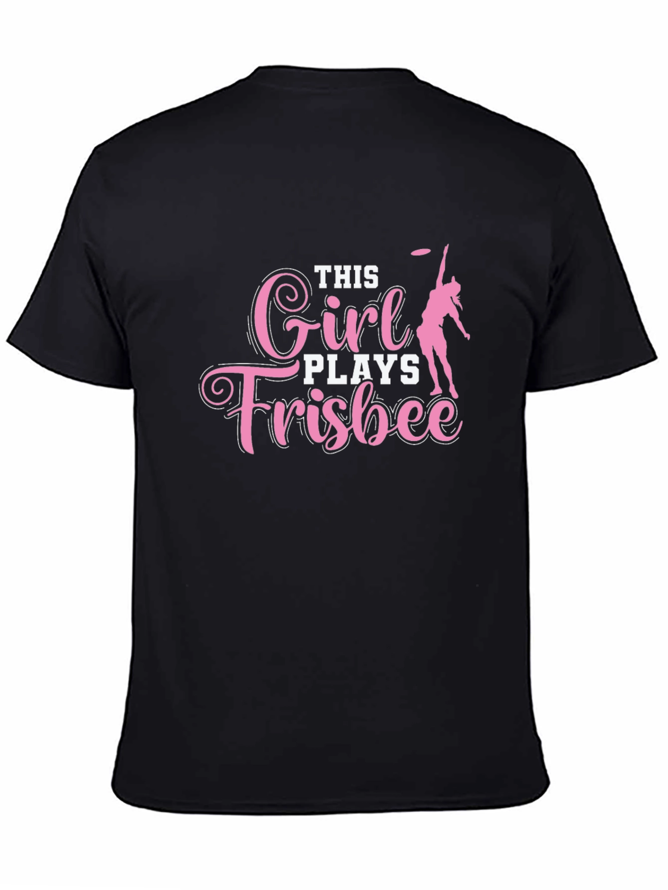 Black This Girl Plays Frisbee T-Shirt view 4
