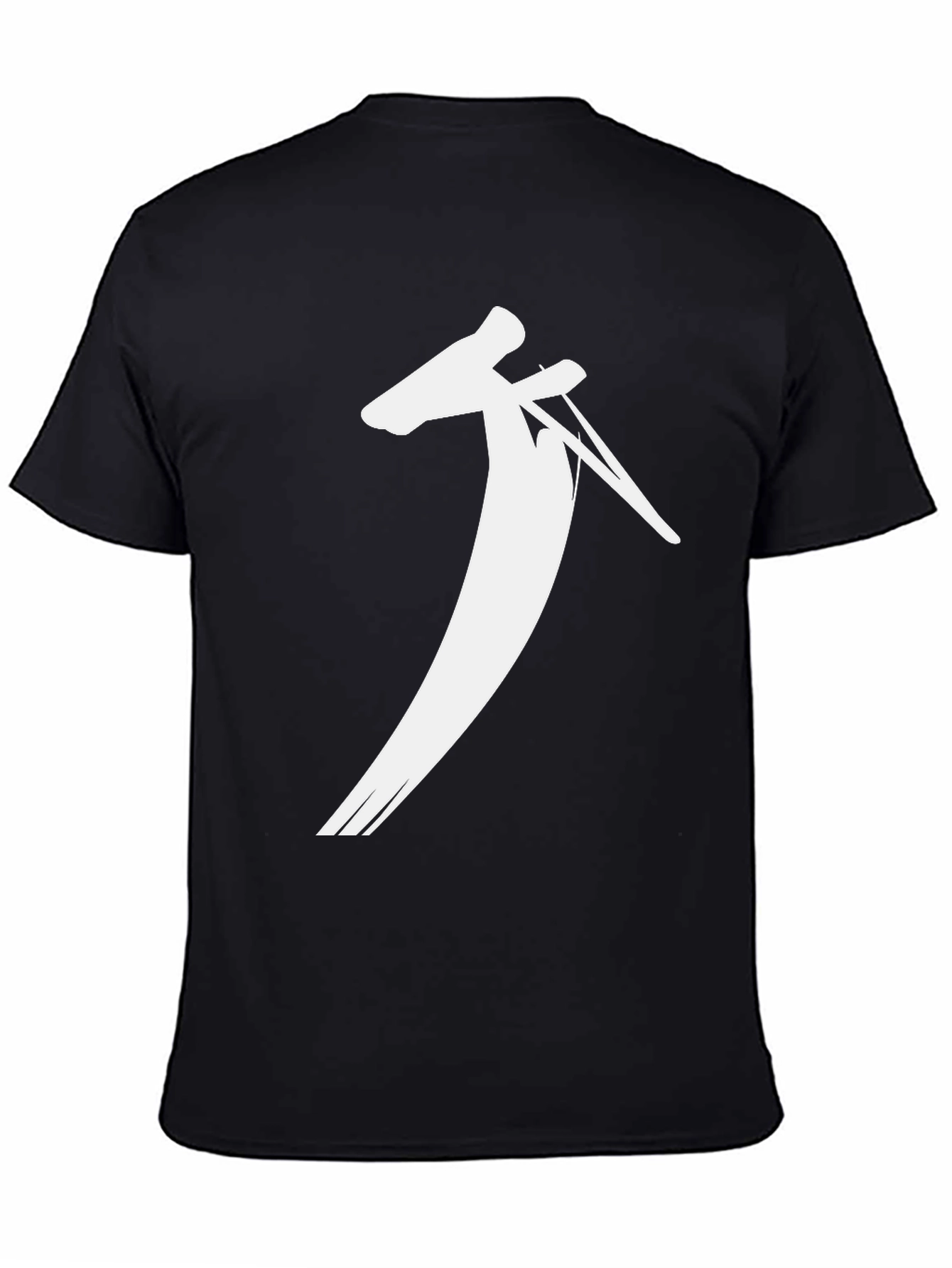 Black Men's Black T-Shirt with Abstract White Print view 4