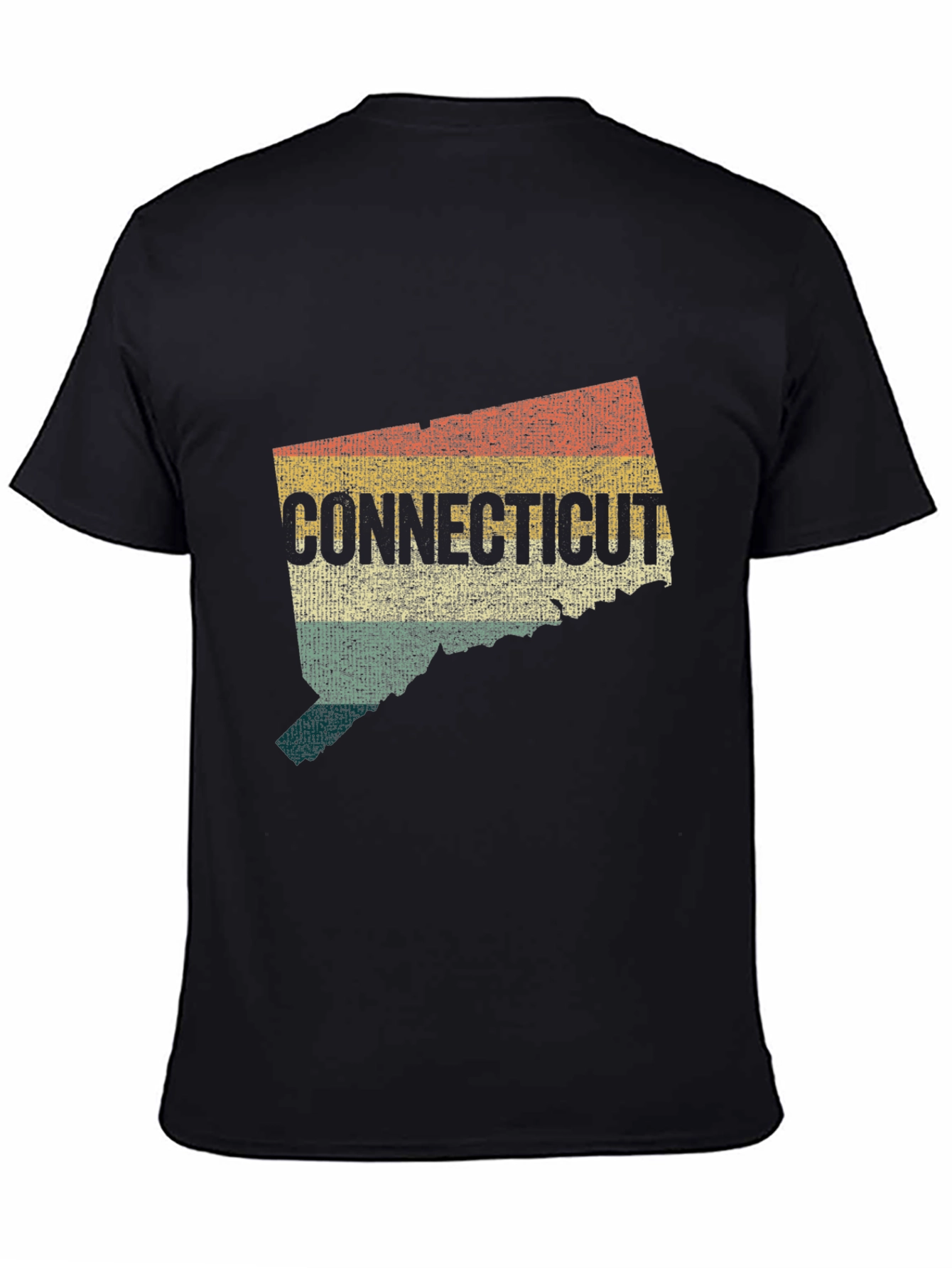 Black Retro Connecticut State Map Graphic T-Shirt view 4