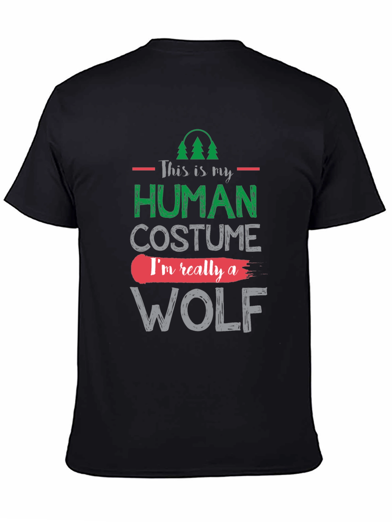 Black Human Costume Wolf Graphic T-Shirt view 4