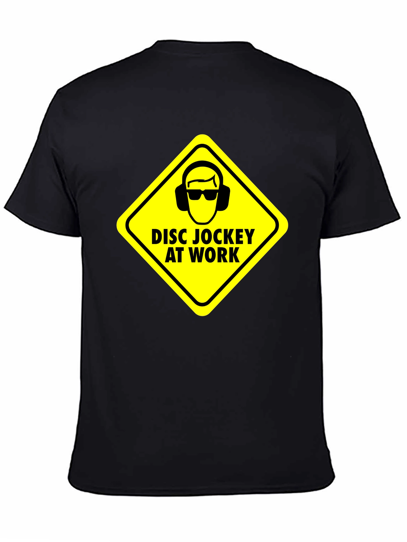 Black Disc Jockey at Work Warning T-Shirt - Black view 4