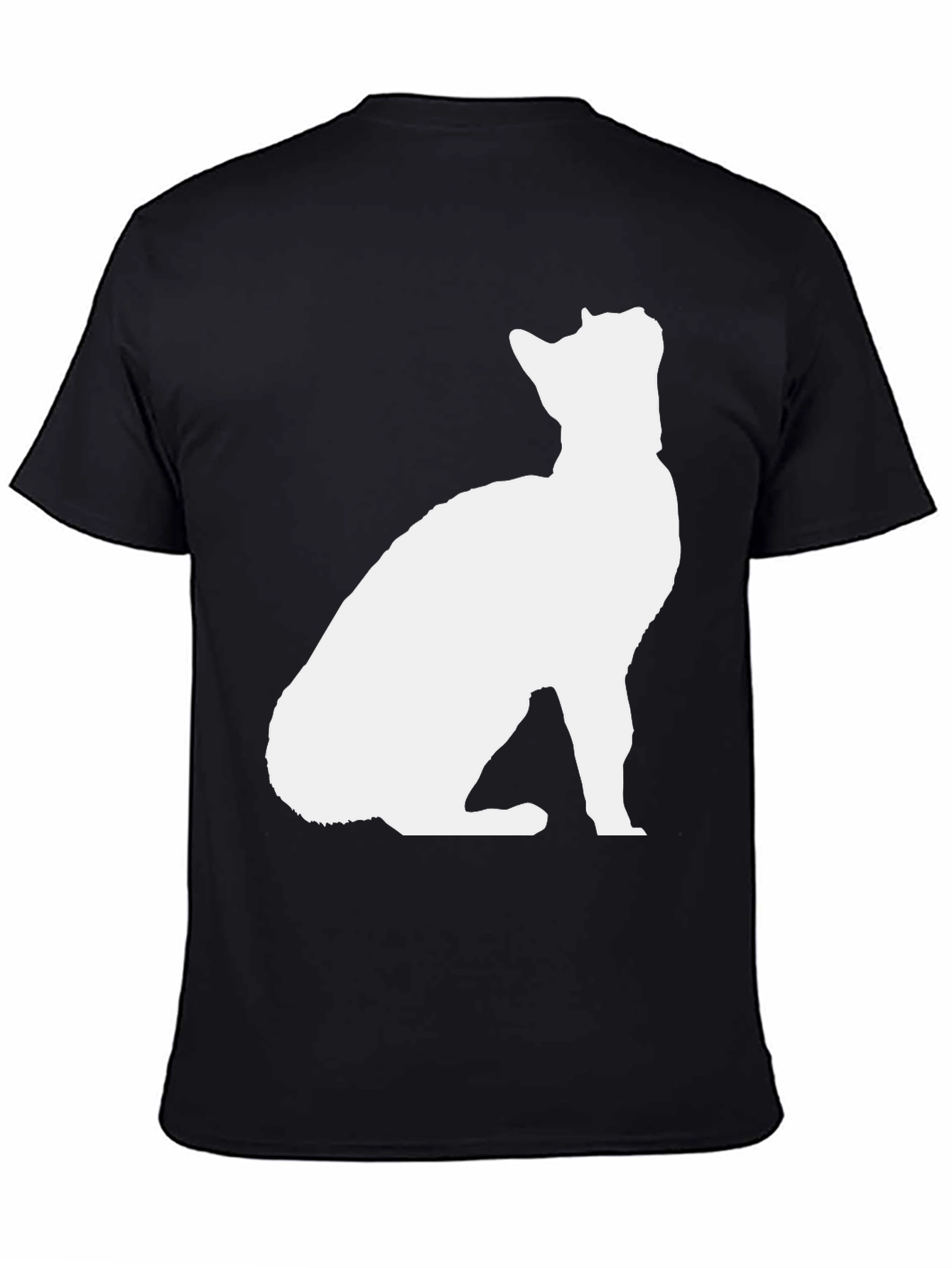 Black Cat Silhouette Graphic Tee - Black Cotton Blend Shirt view 4