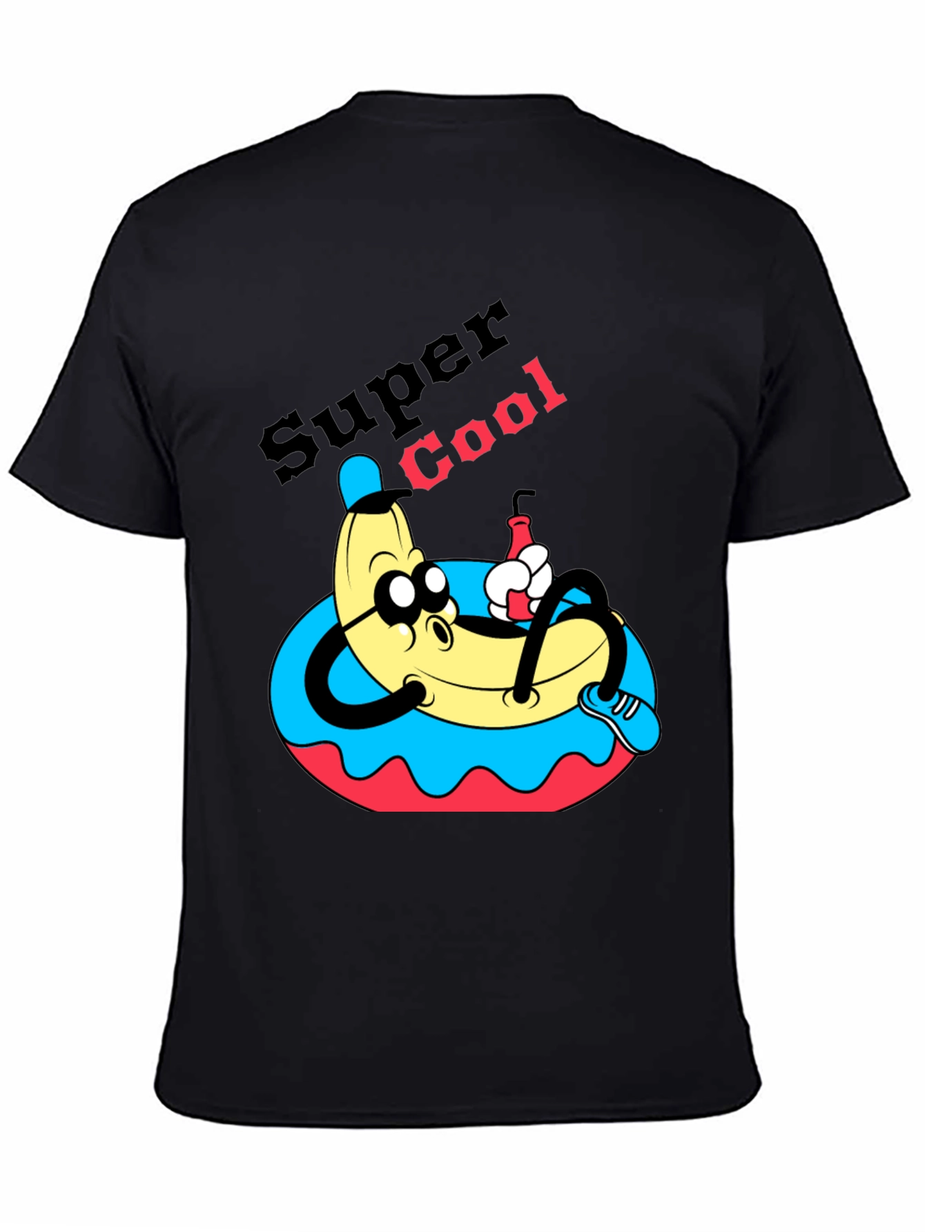 Black Super Cool Banana T-Shirt - Relaxed Cartoon Graphic Tee view 4