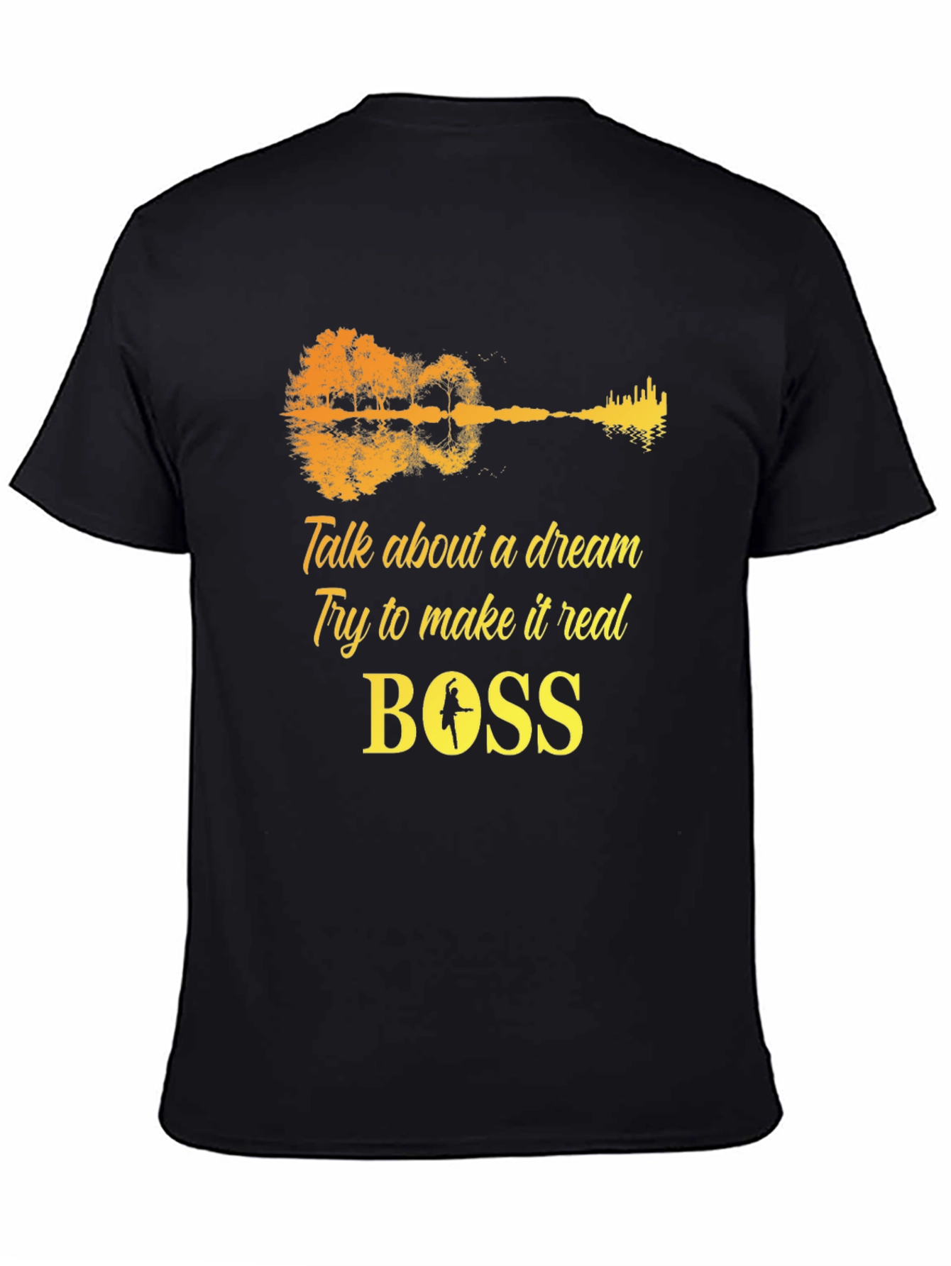 Black Dream Guitar T-Shirt - Black Cotton Graphic Tee view 4