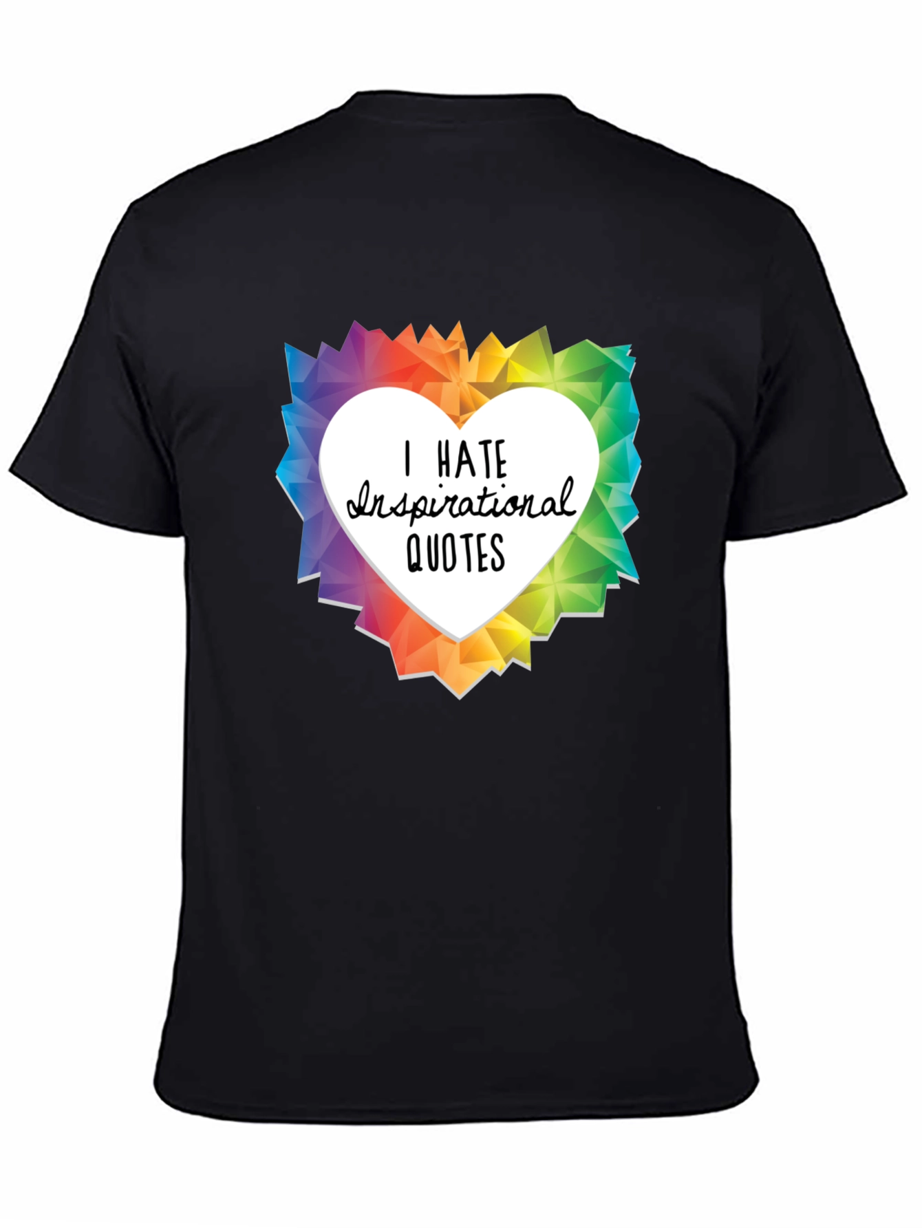 Black I Hate Inspirational Quotes Graphic T-Shirt view 4