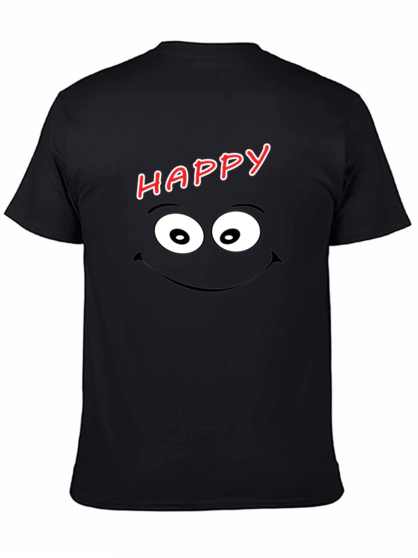 Black Happy Face Graphic Tee - Men's Black T-Shirt view 4