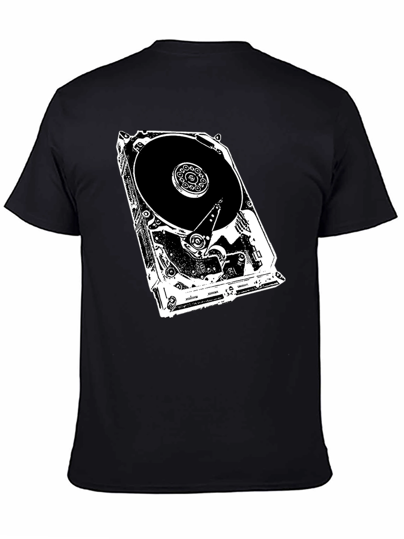Black Hard Drive Anatomy Graphic Tee - Tech Lover's Shirt view 4