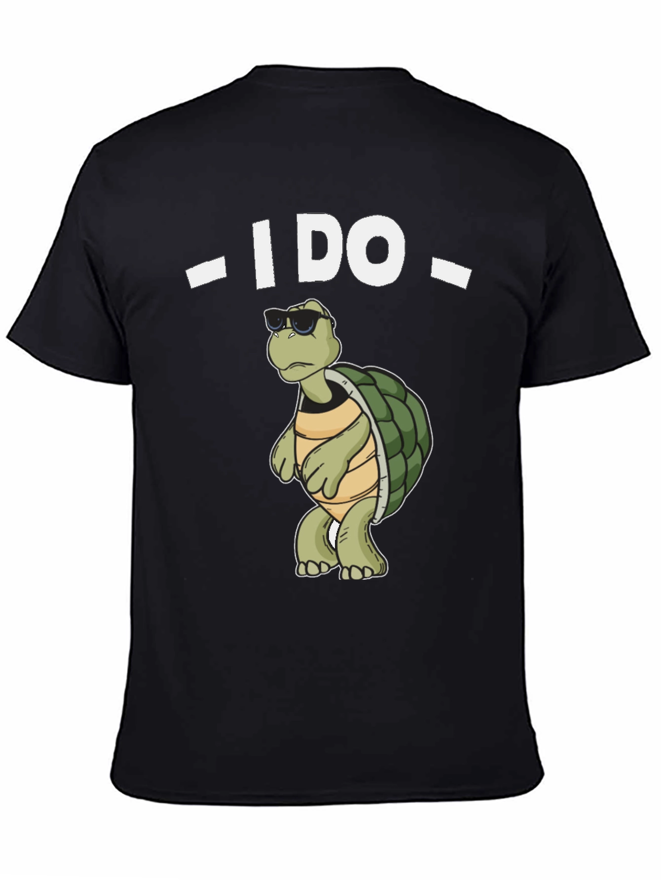 Black Cool Turtle "I Do" Black T-Shirt view 4