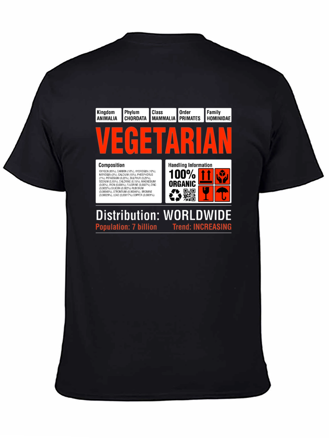 Black Vegetarian Science T-Shirt view 4