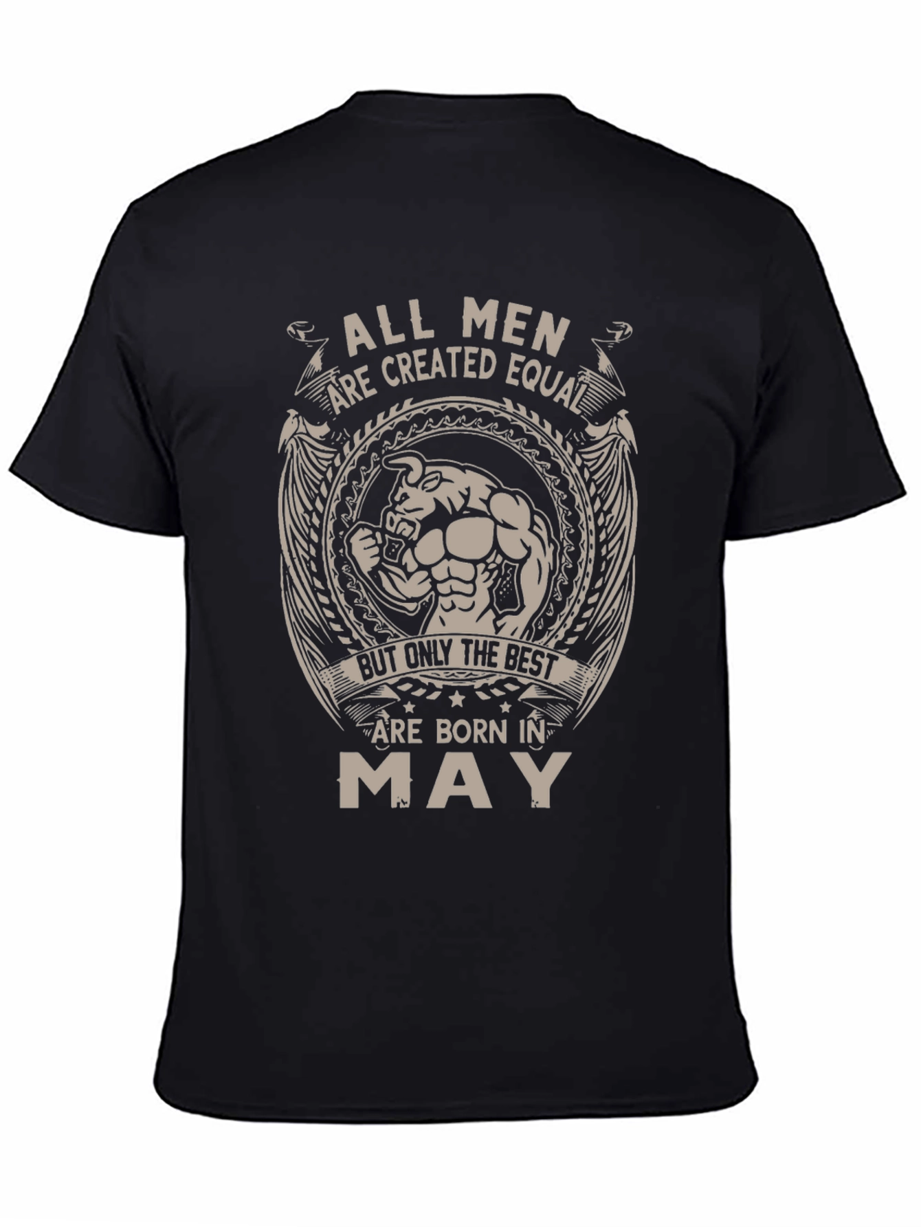 Black Men's "Born In May" Graphic Tee - Black Cotton Blend view 4