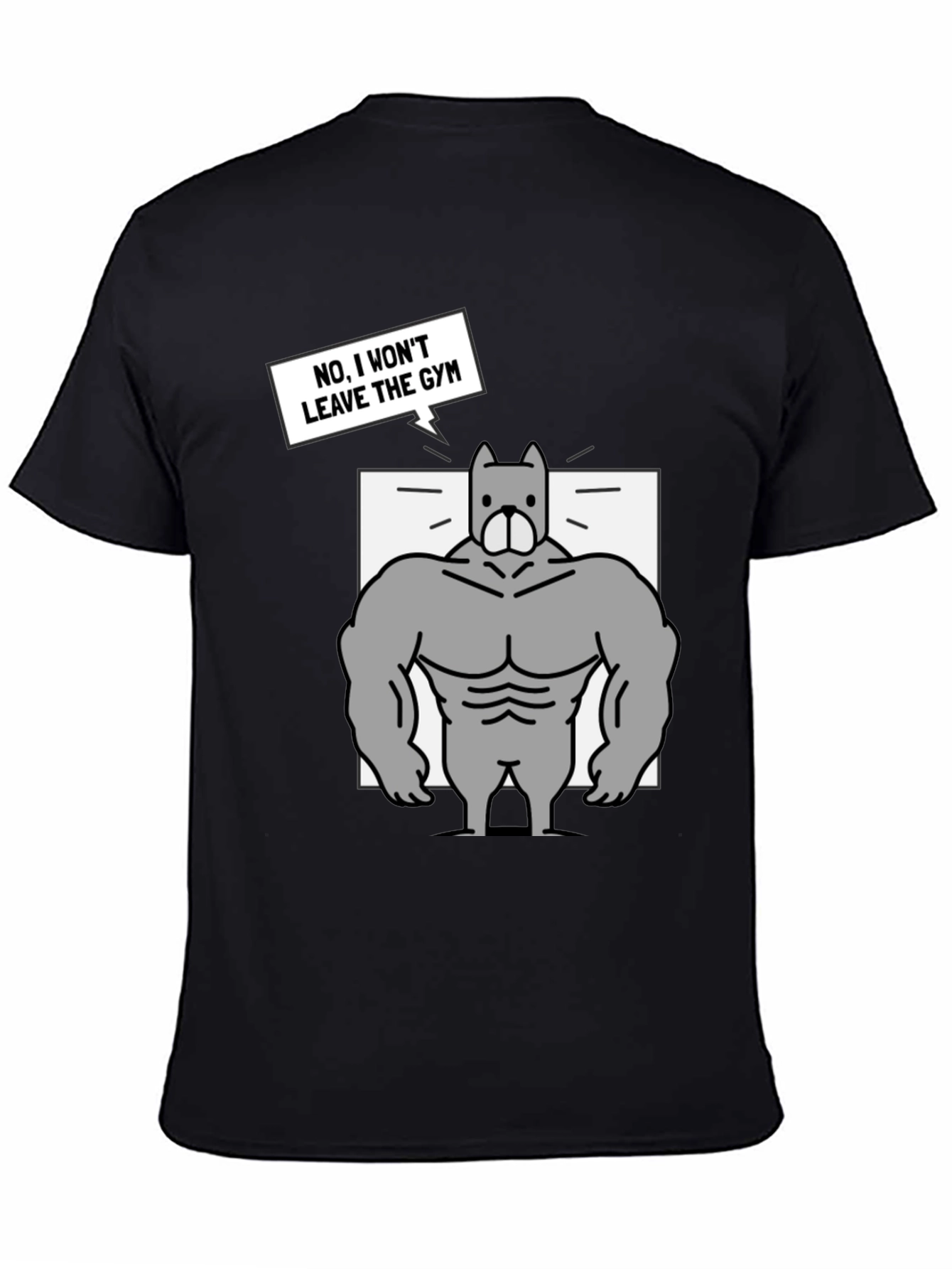 Black Gym Dog Graphic T-Shirt - Funny Workout Tee view 4