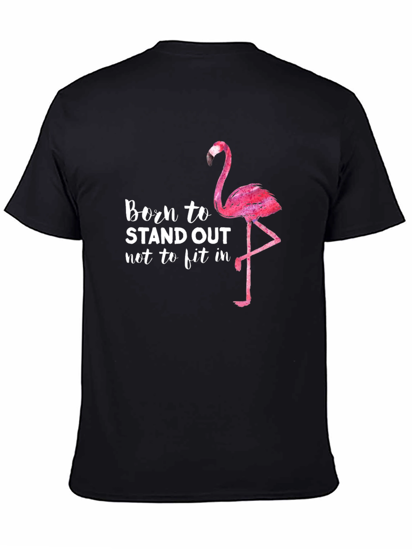 Black Born to Stand Out Flamingo Graphic Tee view 4
