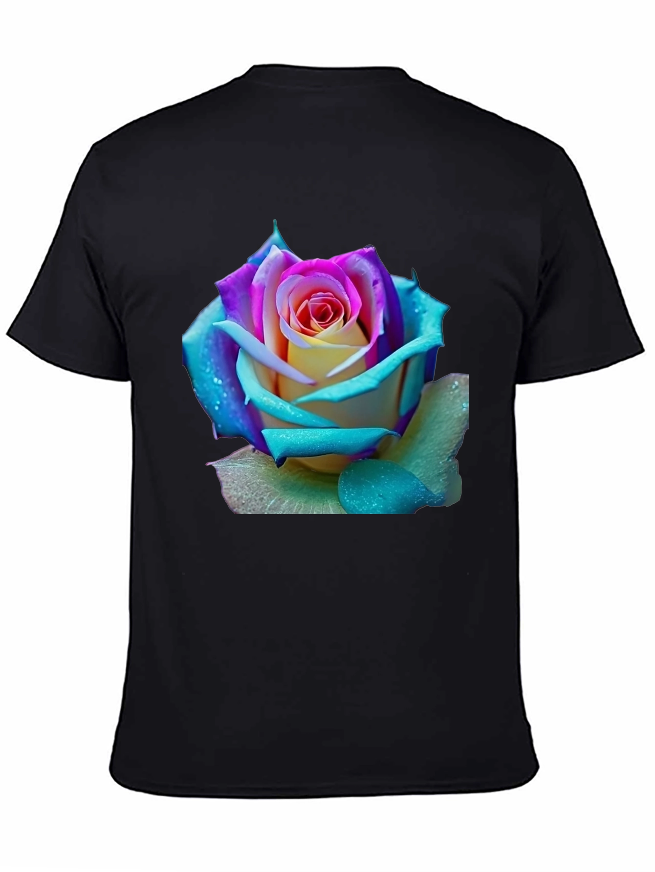 Black Rose Graphic Tee - Vibrant Floral Design view 4