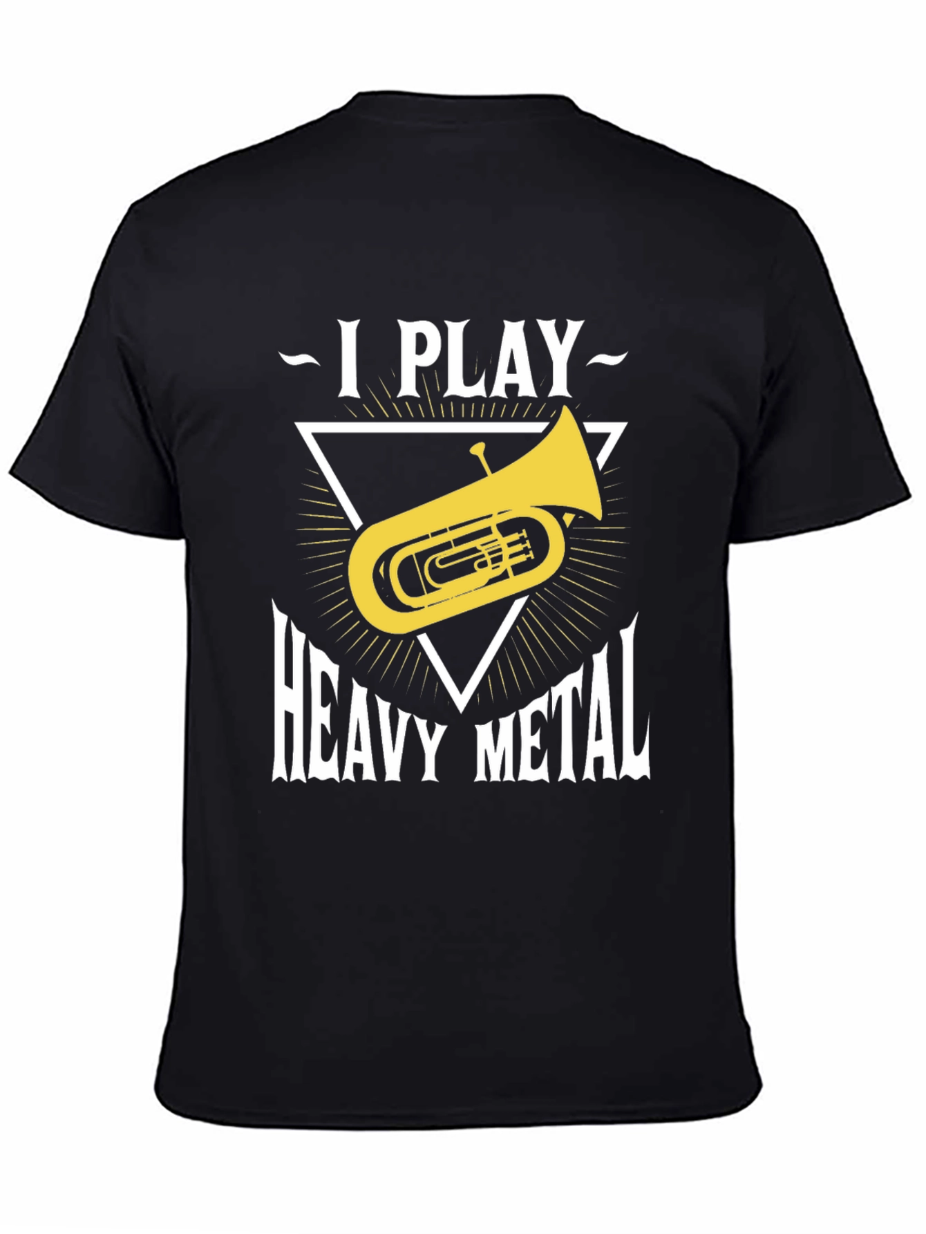 Black I Play Heavy Metal Tuba T-Shirt view 4