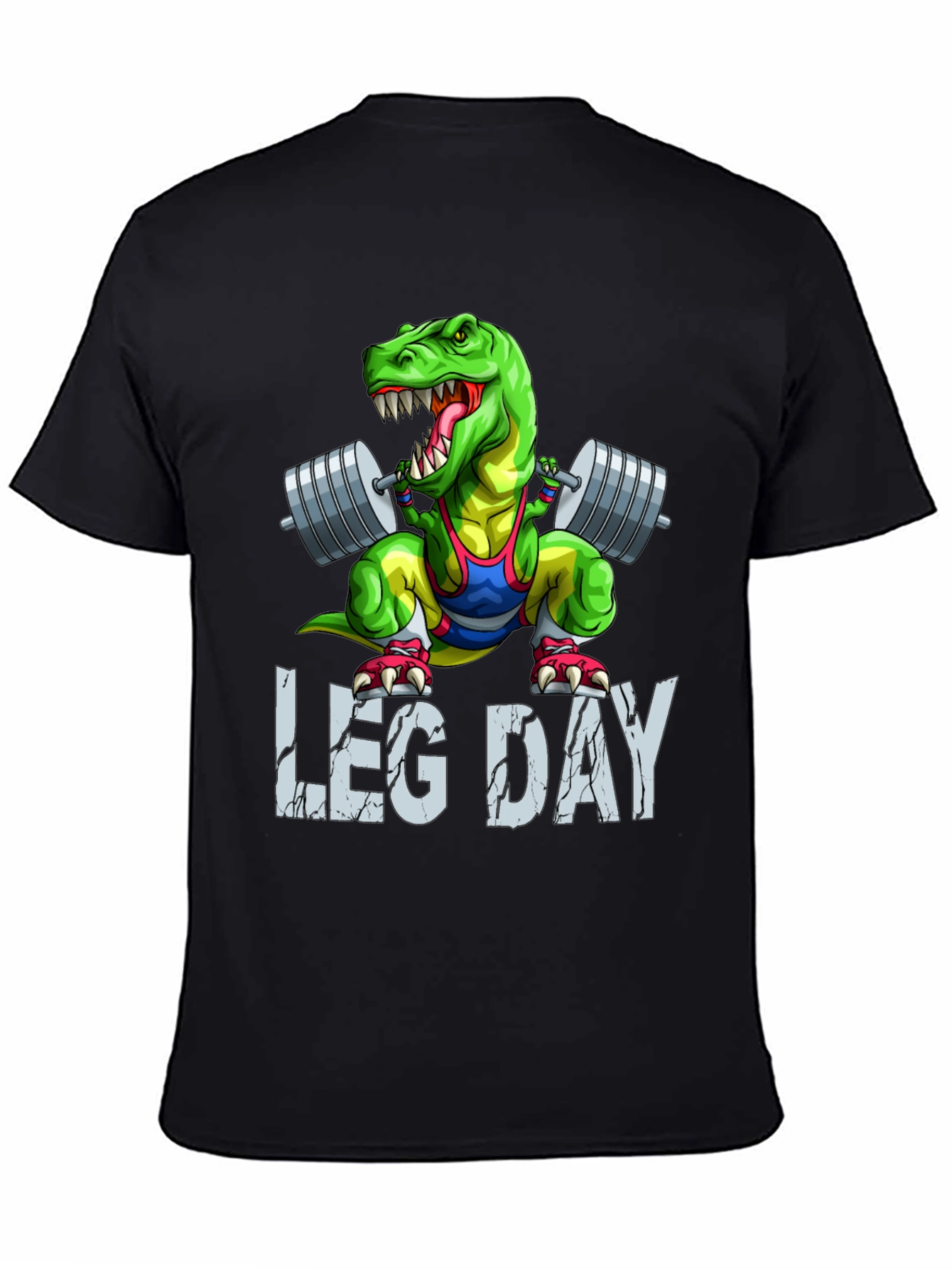 Black Dino Leg Day T-Shirt: Funny Gym Workout Tee view 4