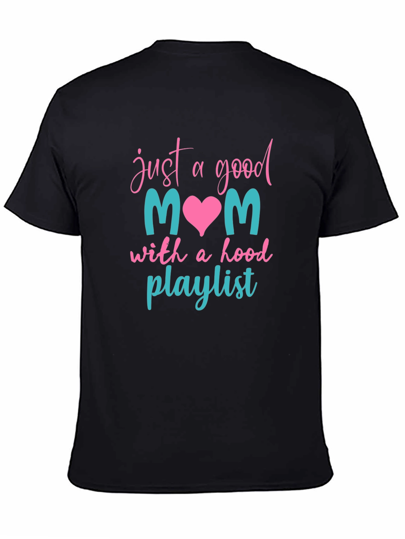 Black Good Mom Hood Playlist Tee view 4