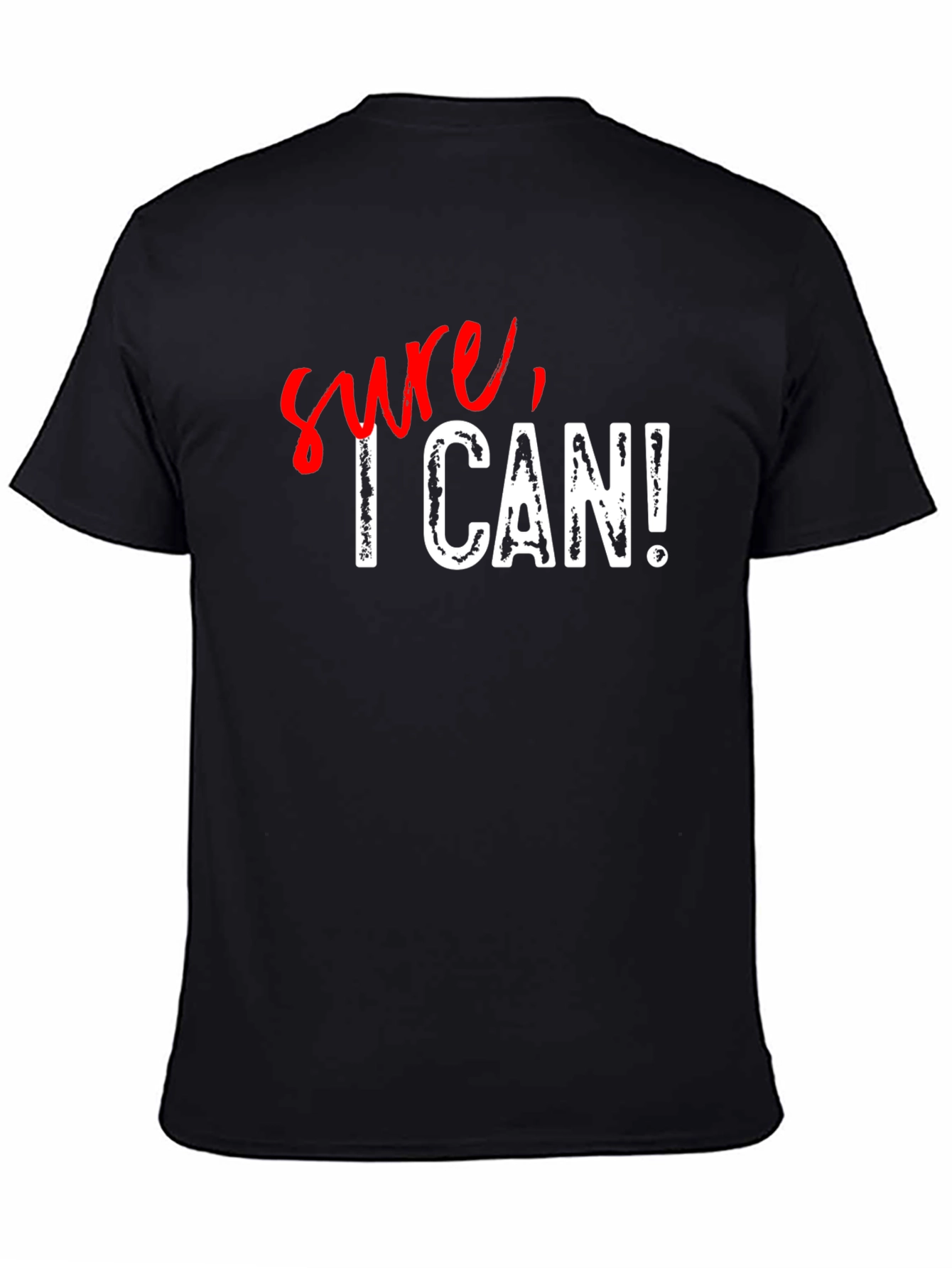 Black Sure, I Can! Graphic Print Black Cotton T-Shirt view 4