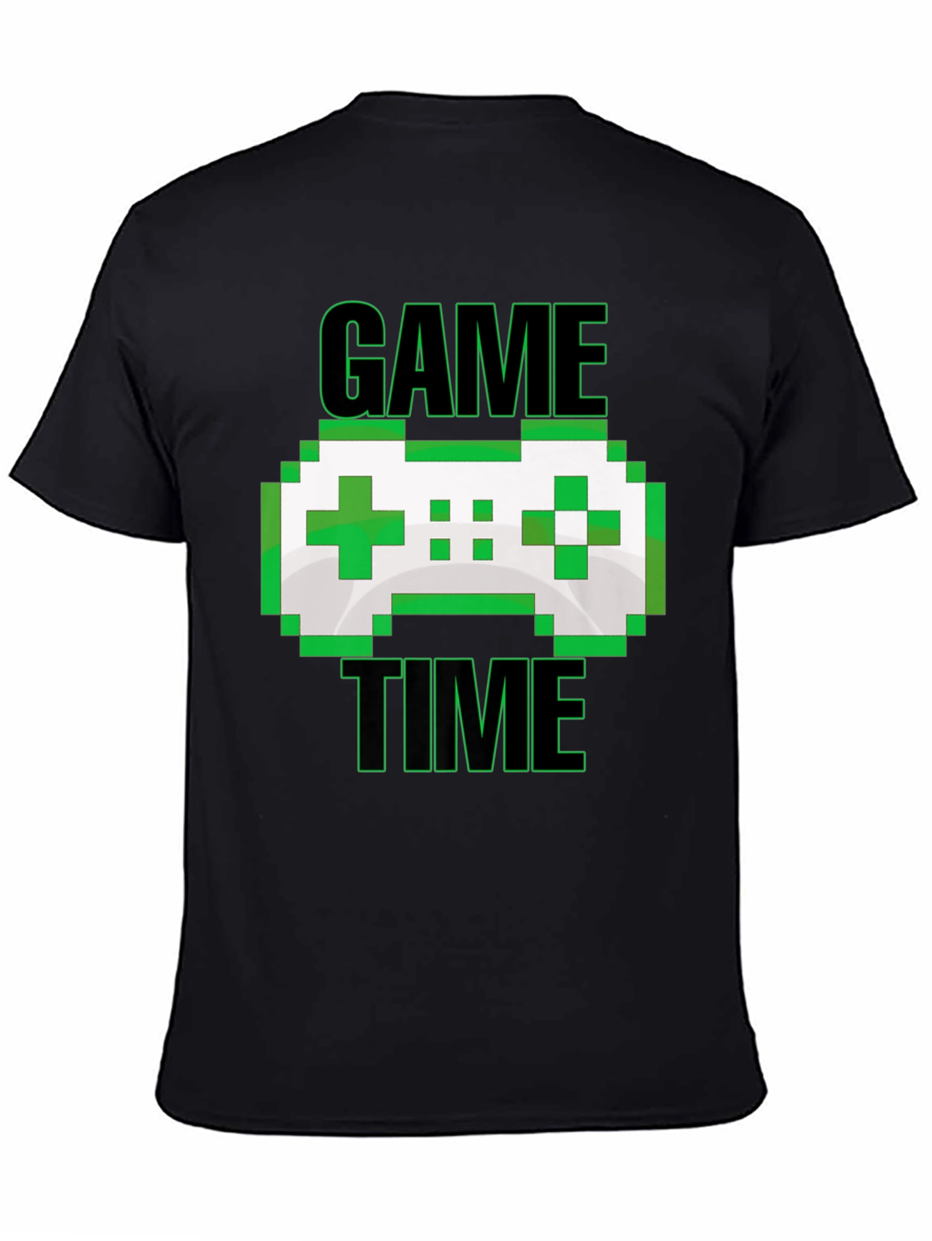 Black Game Time Pixel Controller Graphic T-Shirt view 4