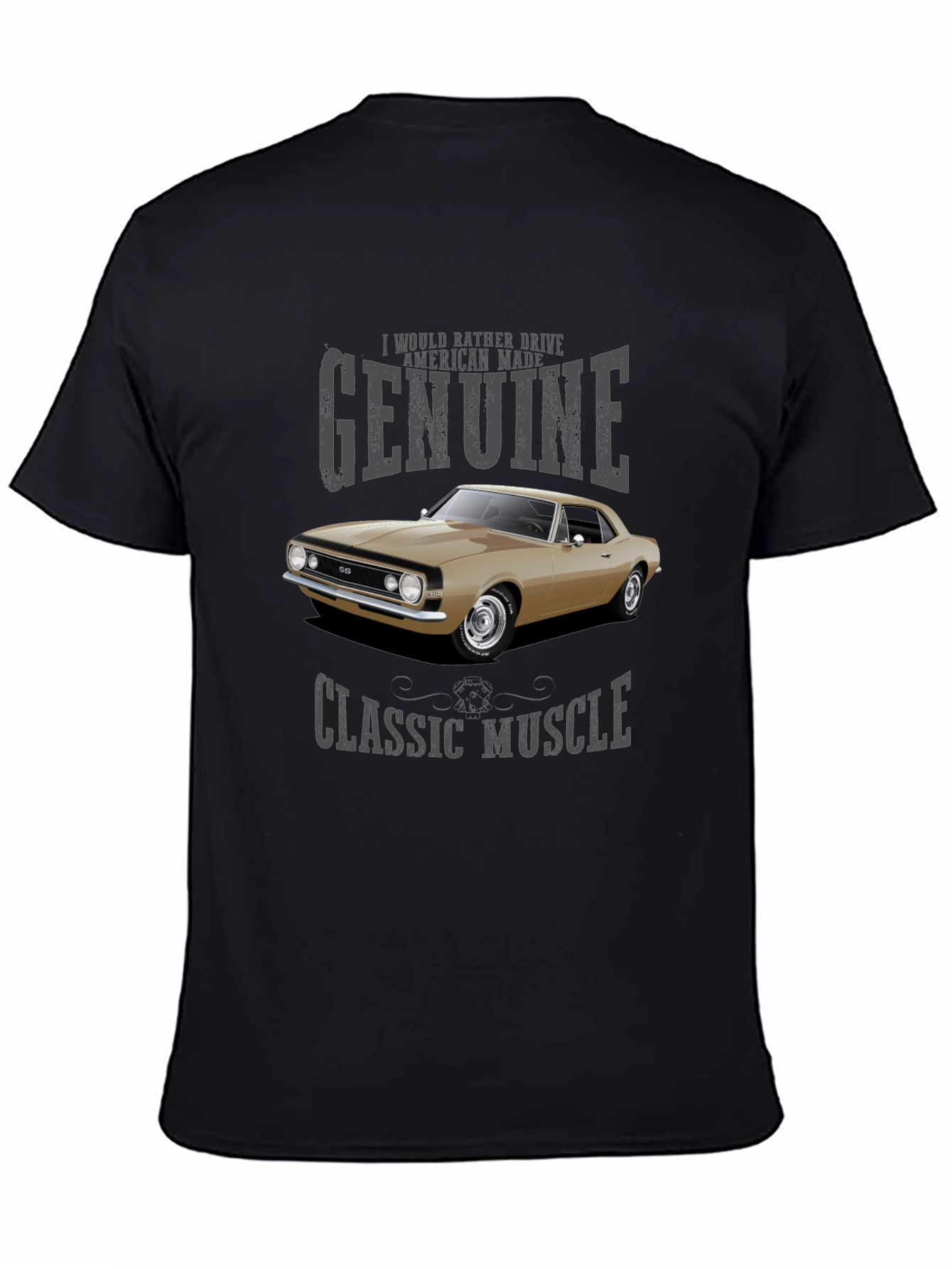 Black Genuine Classic Muscle Car T-Shirt view 4