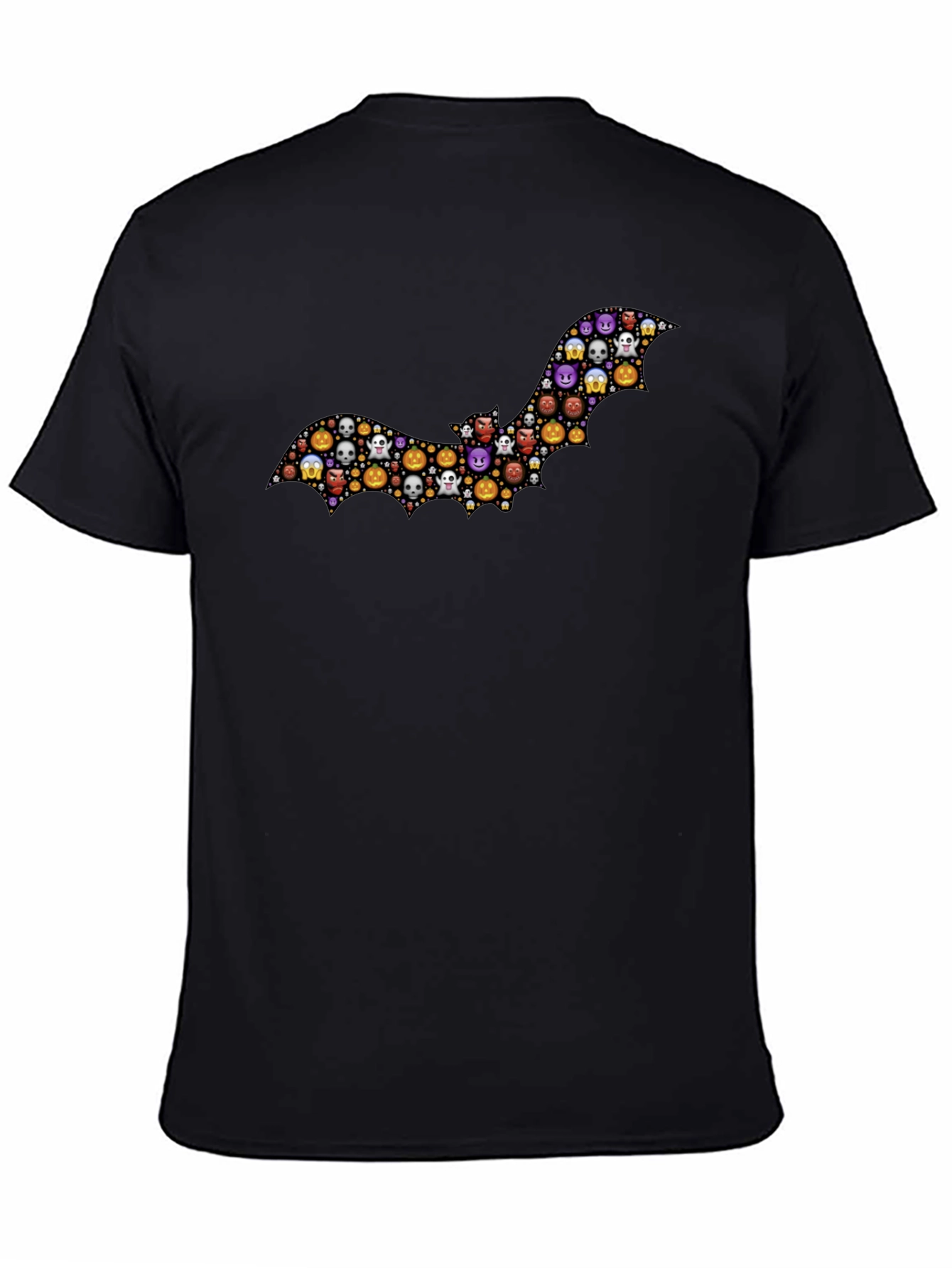 Black Halloween Emoji Bat T-Shirt view 4