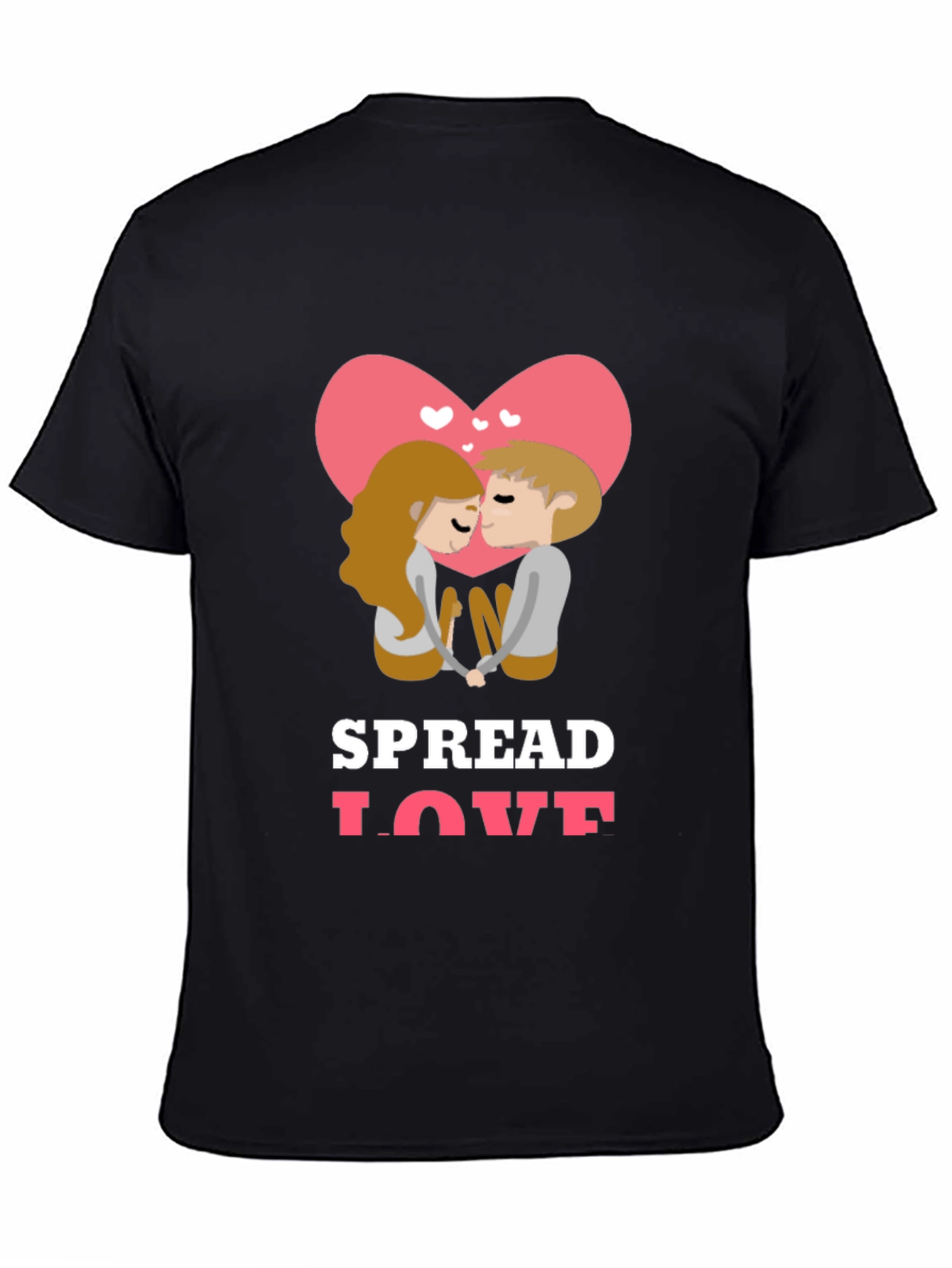 Black Spread Love T-Shirt - Romantic Couple Design view 4