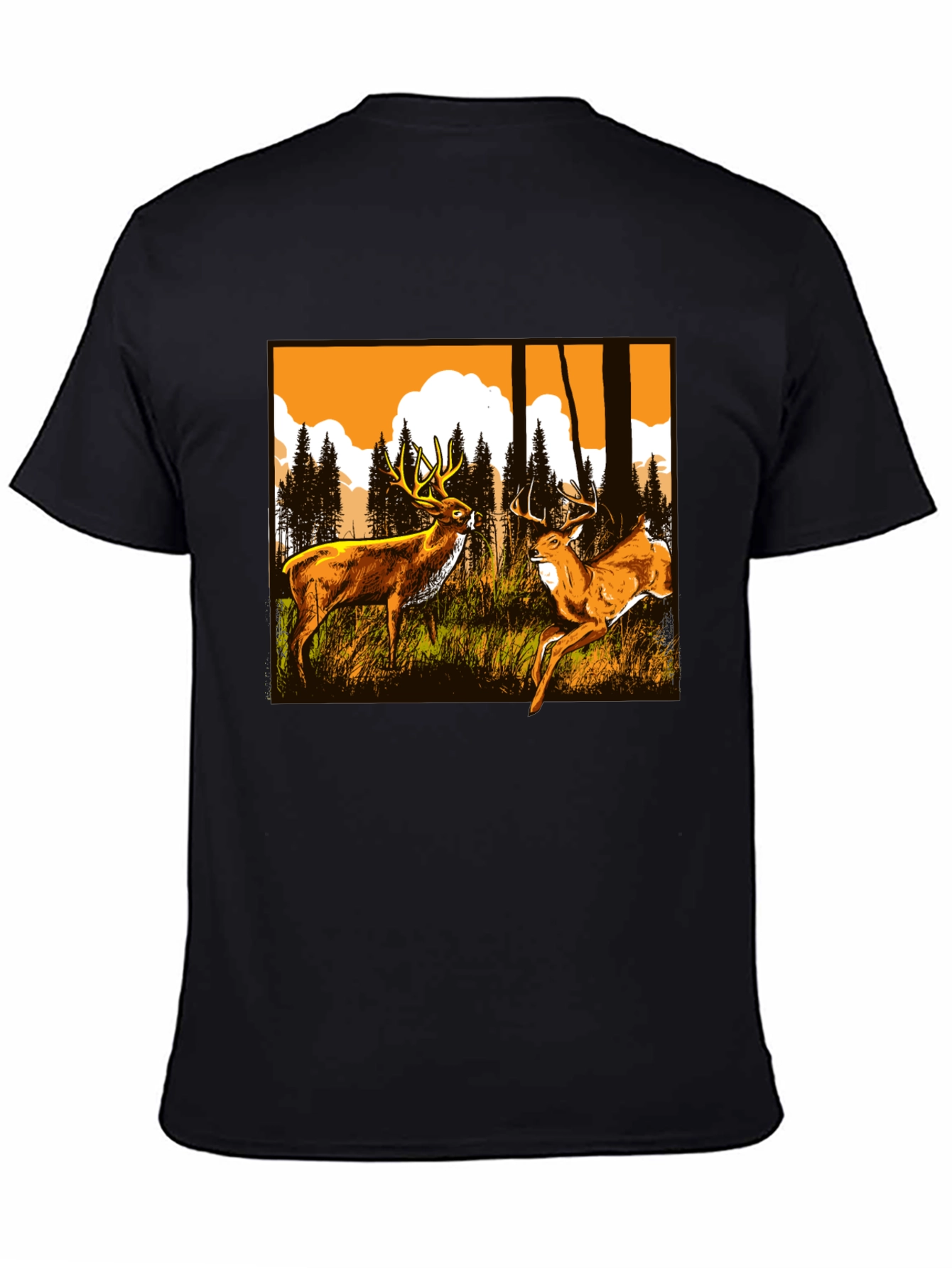 Black Deer Graphic Tee - Wildlife Forest Design view 4